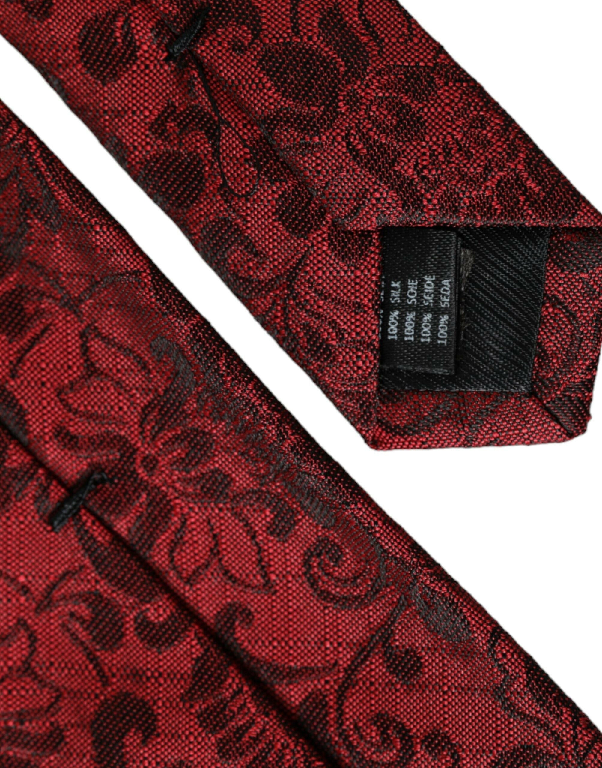 Dolce & Gabbana Red Floral Brocade Silk Adjustable Men Tie -  Neckties, Men -  Dolce & Gabbana.