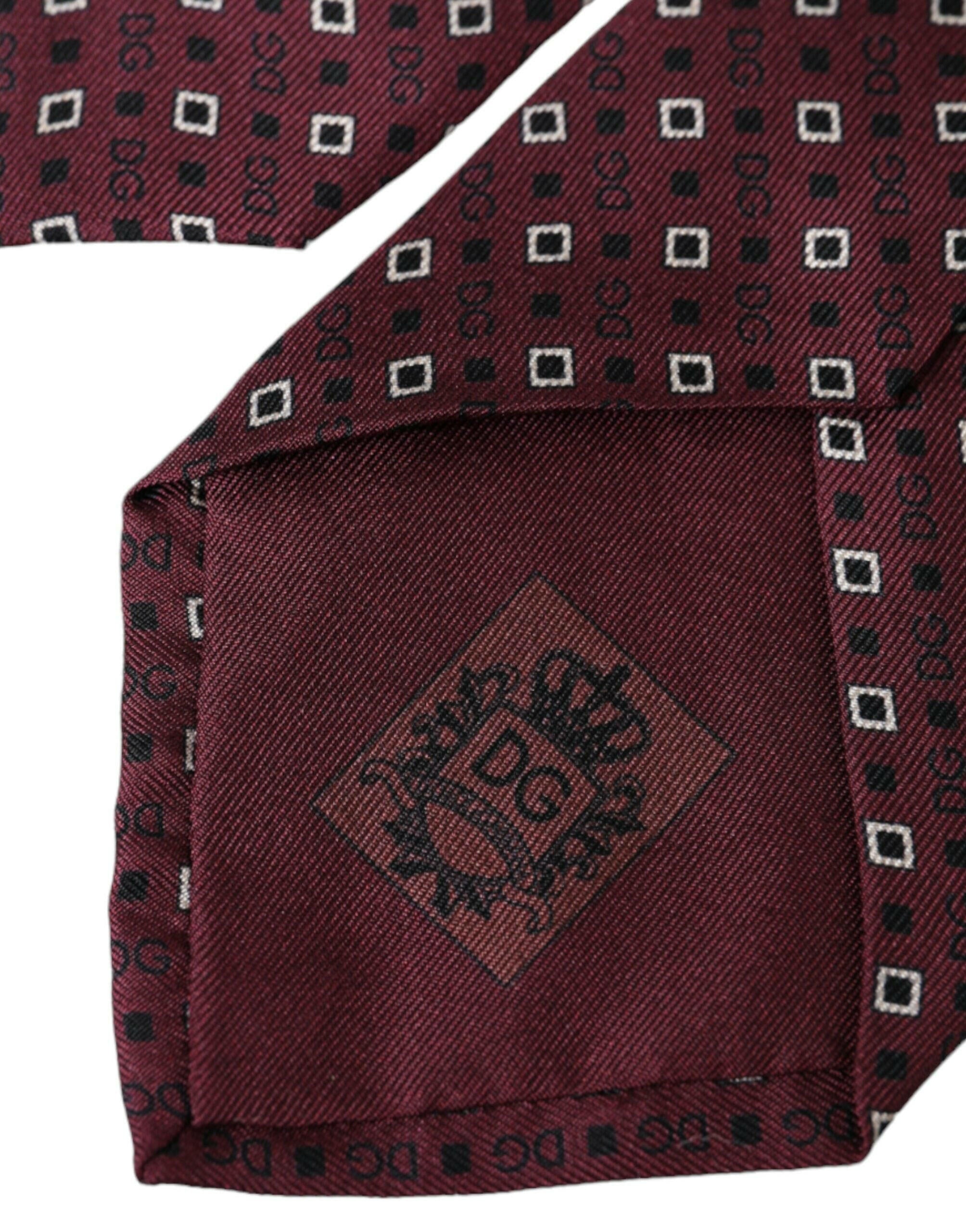 Dolce & Gabbana Maroon Silk Branded Logo Adjustable Men Tie -  Neckties, Men -  Dolce & Gabbana.