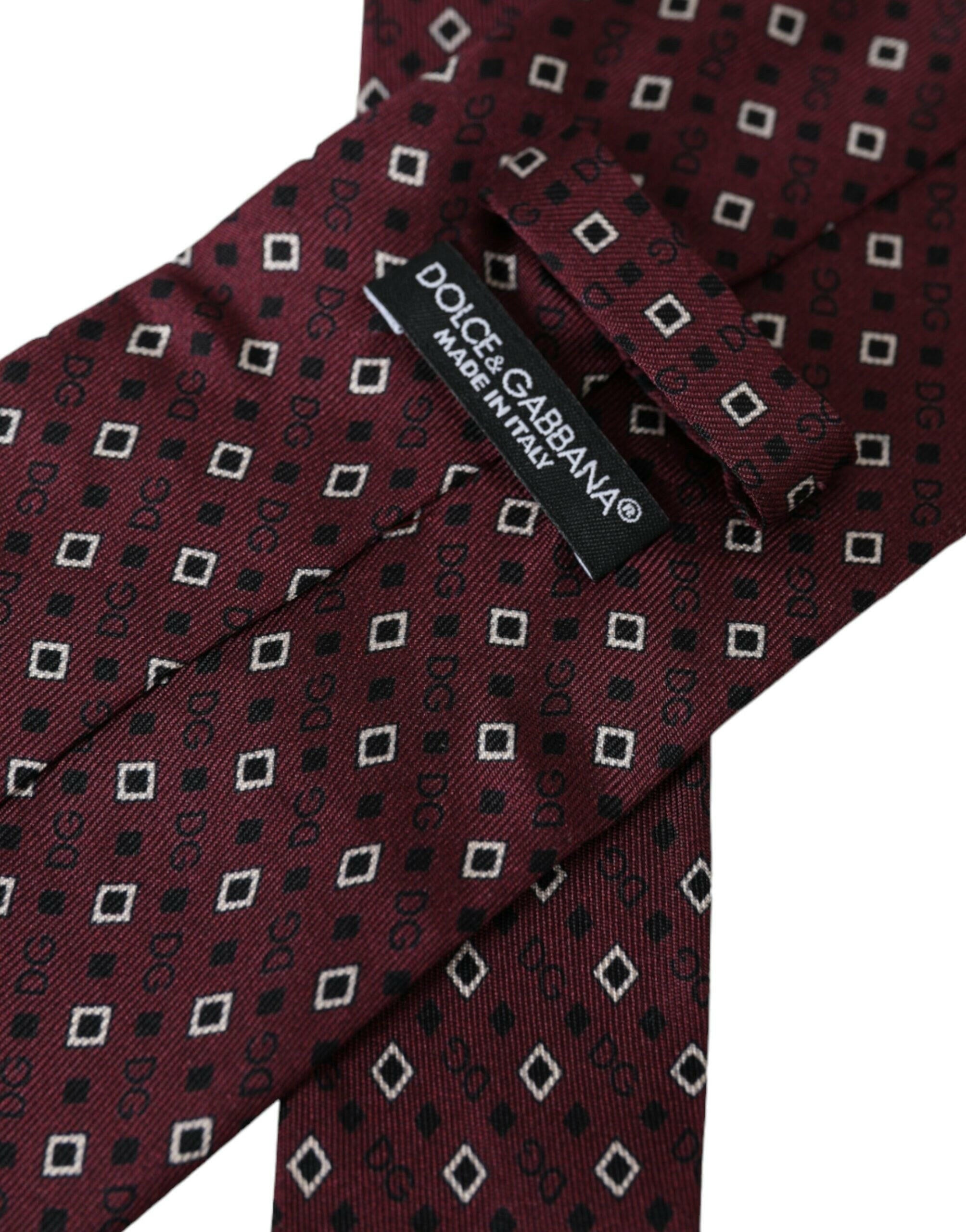Dolce & Gabbana Maroon Silk Branded Logo Adjustable Men Tie -  Neckties, Men -  Dolce & Gabbana.