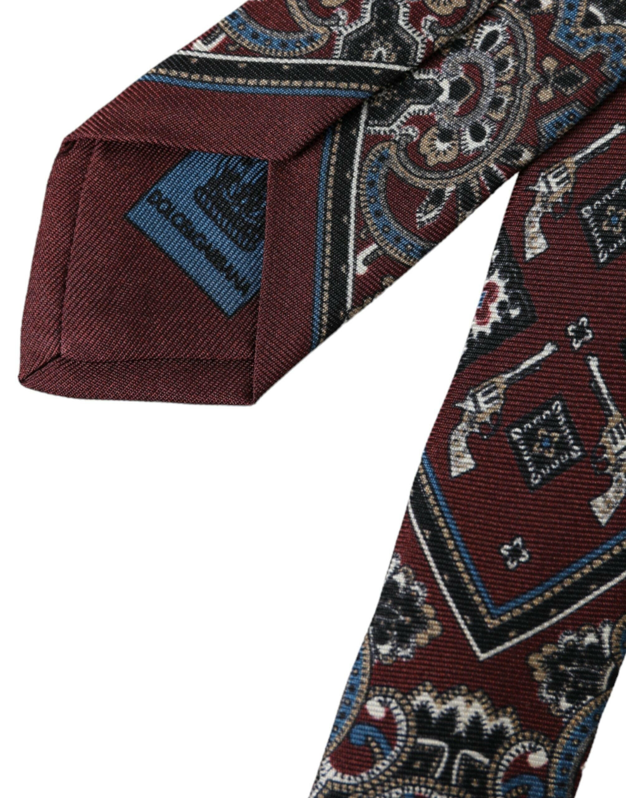 Dolce & Gabbana Bordeaux Printed 100% Silk Adjustable Men Tie -  Neckties, Men -  Dolce & Gabbana.