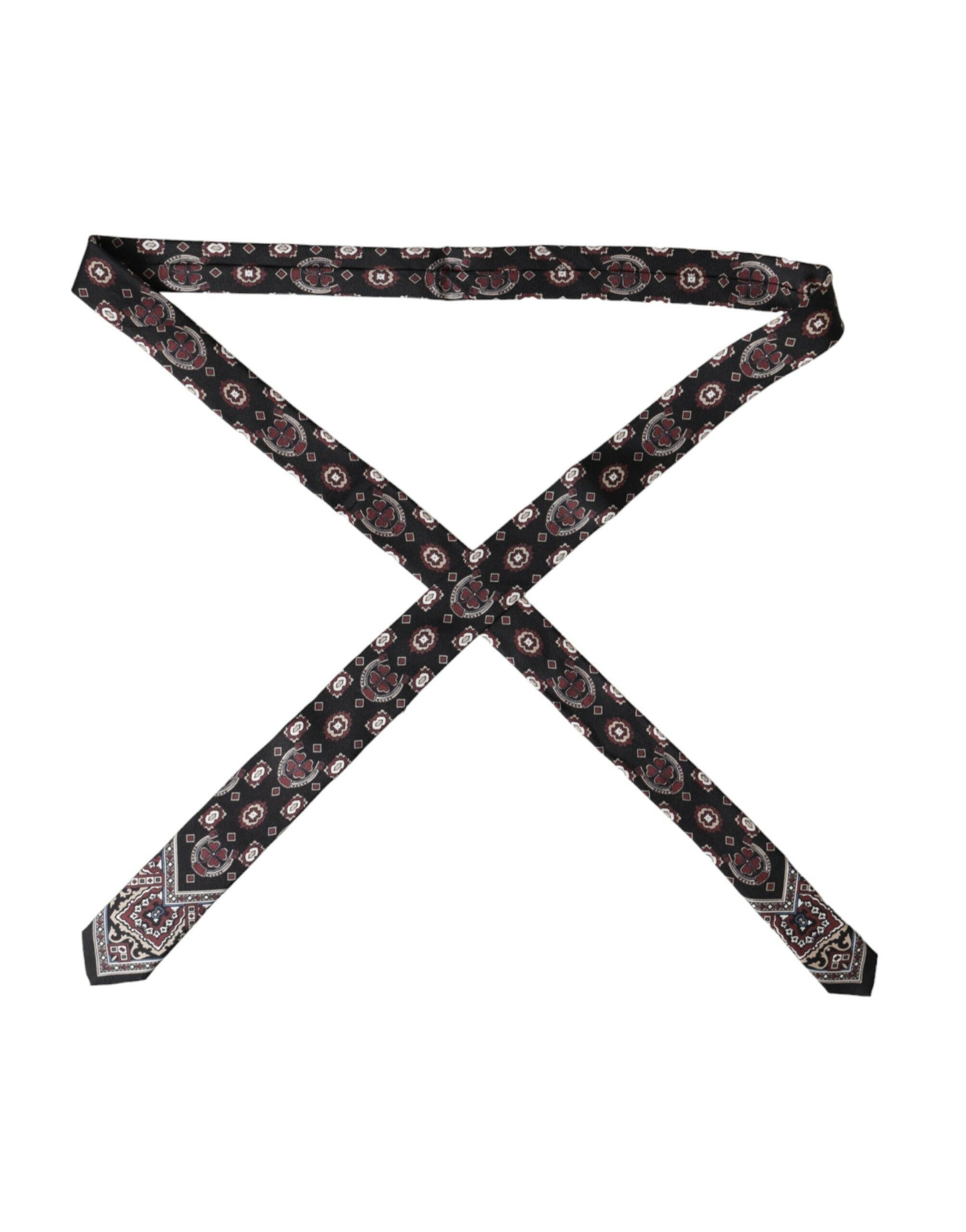 Dolce & Gabbana Black Printed 100% Silk Adjustable Men Tie -  Neckties, Men -  Dolce & Gabbana.