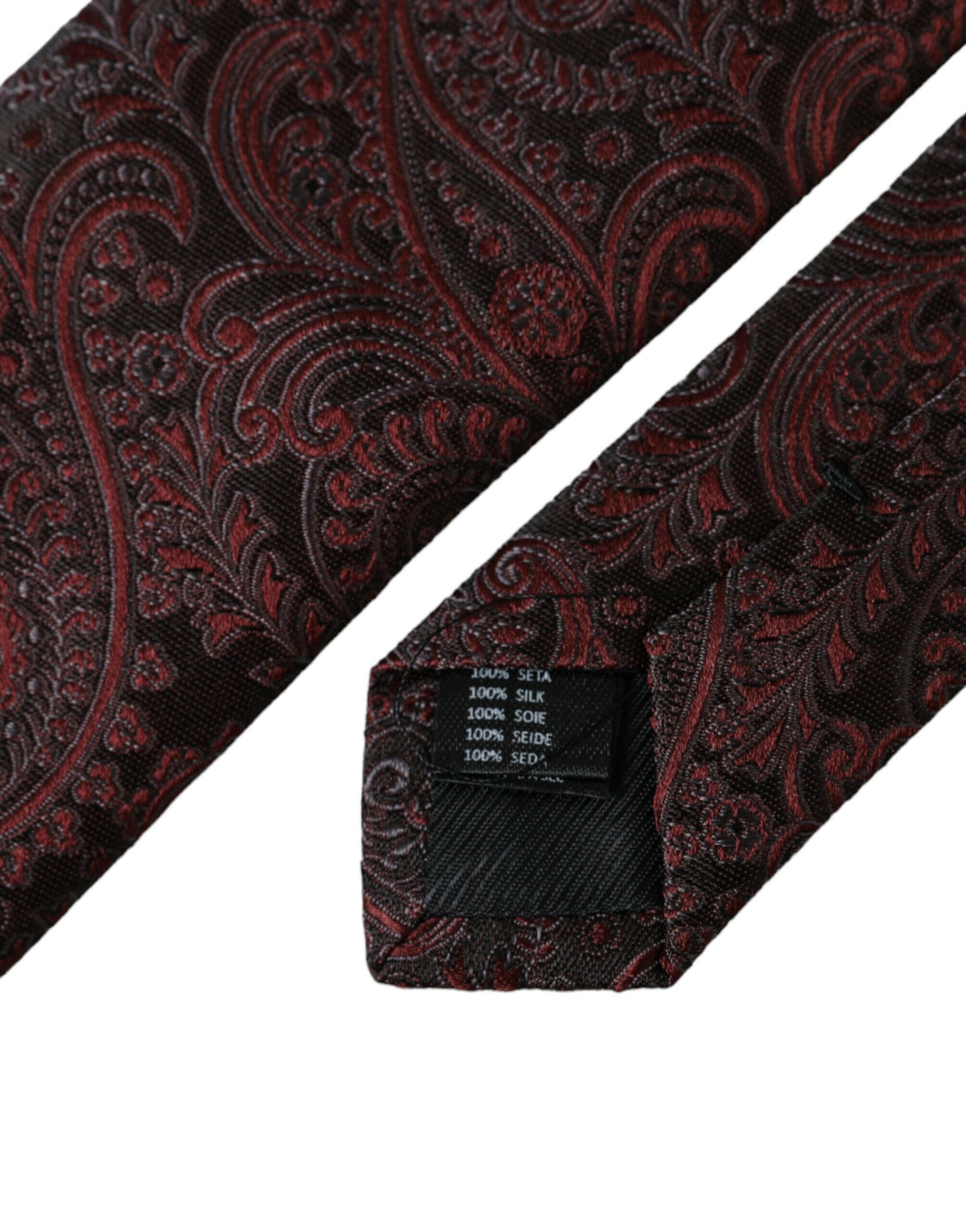 Dolce & Gabbana Bordeaux Patterned Silk Adjustable Men Tie -  Neckties, Men -  Dolce & Gabbana.
