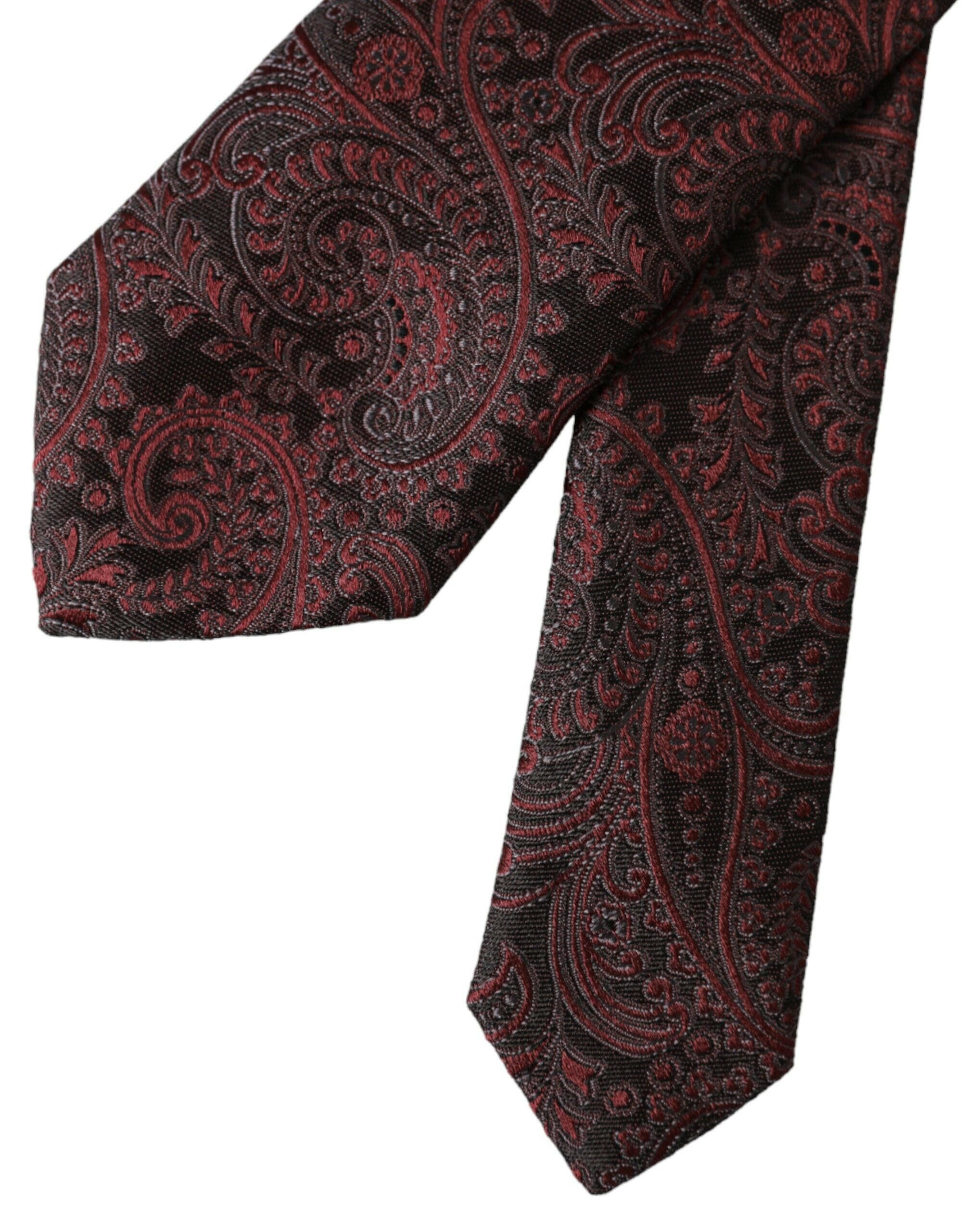 Dolce & Gabbana Bordeaux Patterned Silk Adjustable Men Tie -  Neckties, Men -  Dolce & Gabbana.