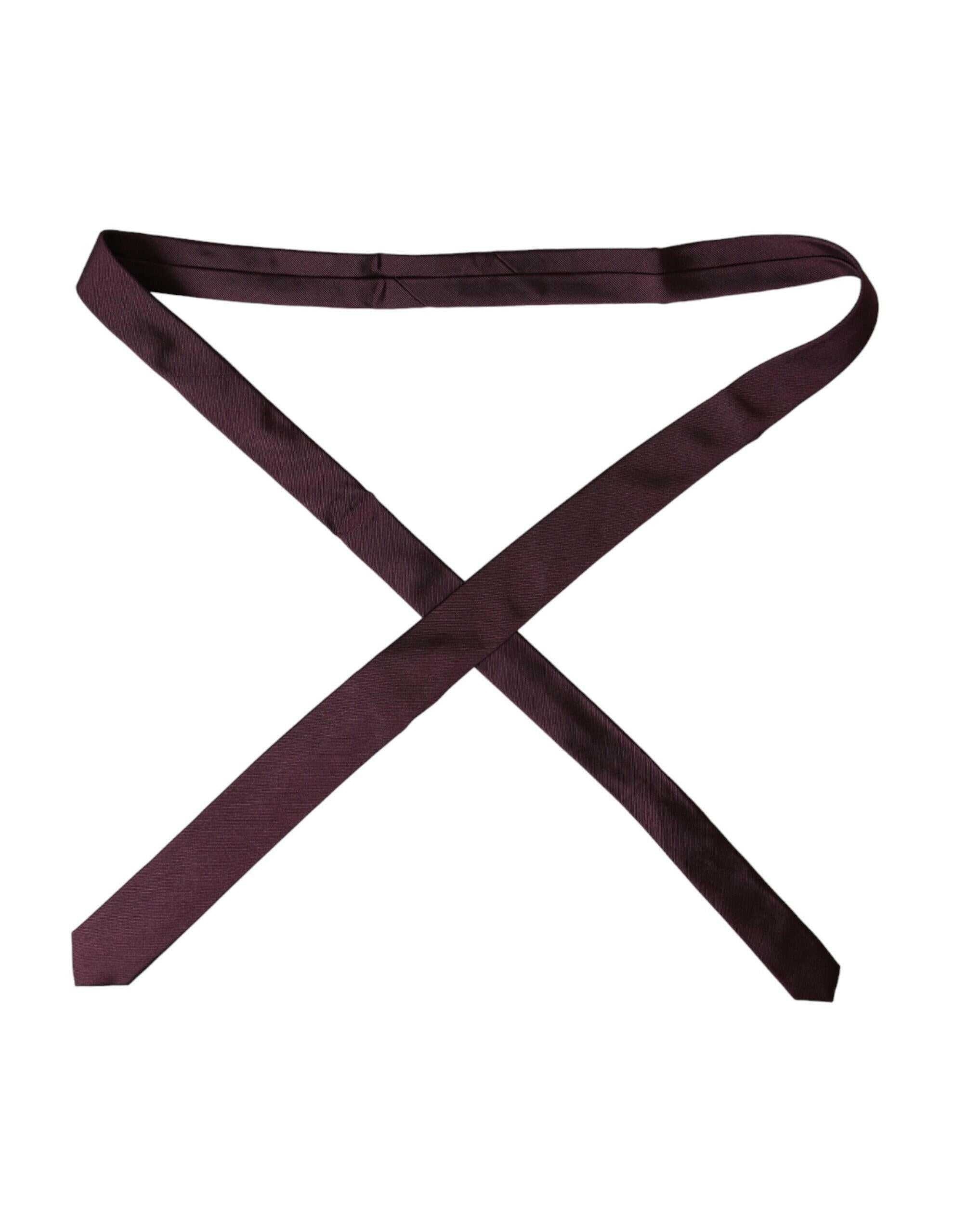 Dolce & Gabbana Bordeaux Solid 100% Silk Adjustable Men Tie -  Neckties, Men -  Dolce & Gabbana.