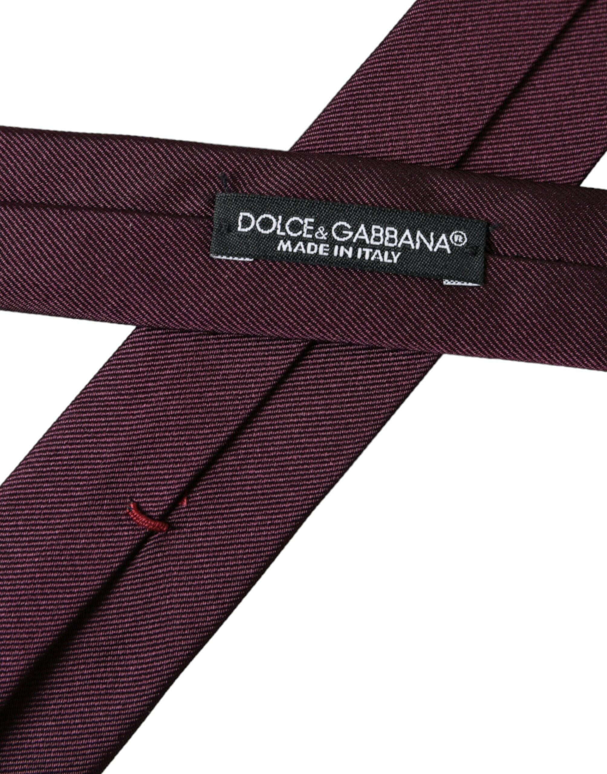 Dolce & Gabbana Bordeaux Solid 100% Silk Adjustable Men Tie -  Neckties, Men -  Dolce & Gabbana.