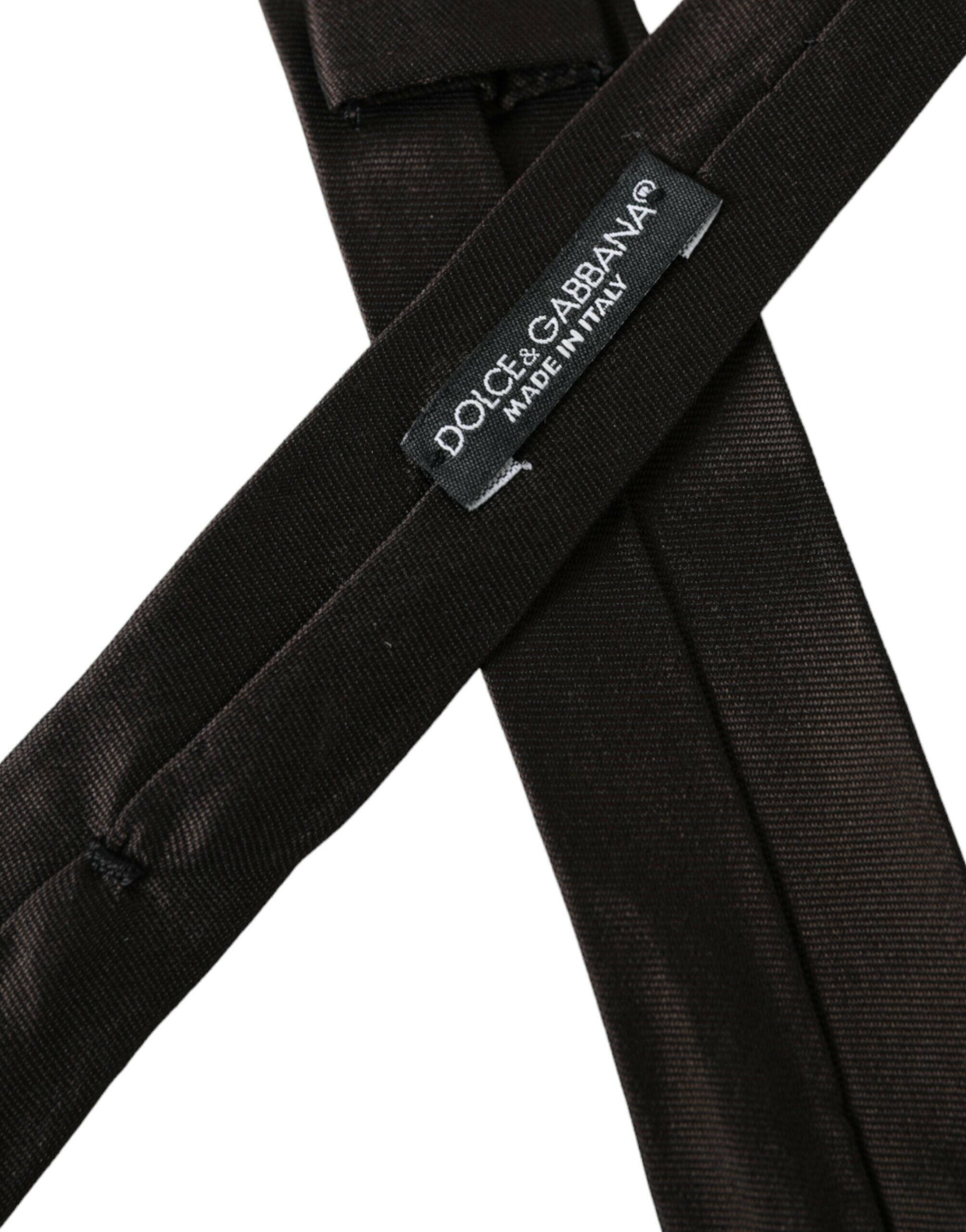 Dolce & Gabbana Brown Solid 100% Silk Adjustable Tie -  Neckties, Men -  Dolce & Gabbana.