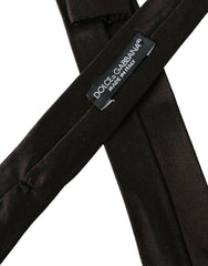 Dolce & Gabbana Brown Solid 100% Silk Adjustable Tie -  Neckties, Men -  Dolce & Gabbana.