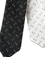 Dolce & Gabbana Black White Patterned Adjustable Tie -  Neckties, Men -  Dolce & Gabbana.