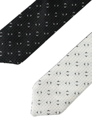 Dolce & Gabbana Black White Patterned Adjustable Tie -  Neckties, Men -  Dolce & Gabbana.