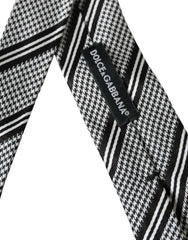 Dolce & Gabbana Black White Stripes Silk Adjustable Tie -  Neckties, Men -  Dolce & Gabbana.