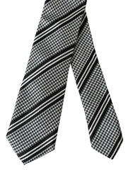 Dolce & Gabbana Black White Stripes Silk Adjustable Tie -  Neckties, Men -  Dolce & Gabbana.