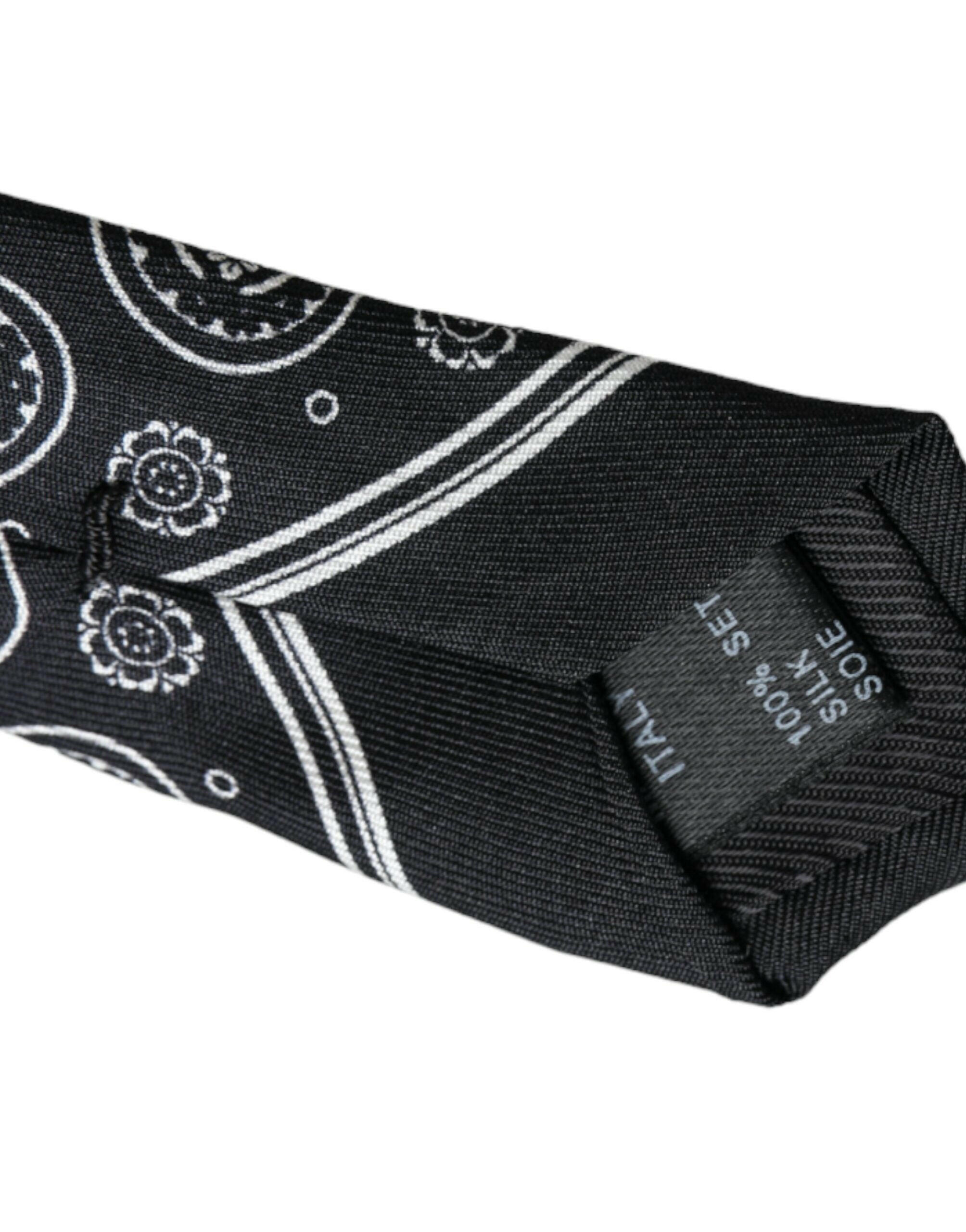 Dolce & Gabbana Black Patterned 100%Silk Adjustable Tie -  Neckties, Men -  Dolce & Gabbana.