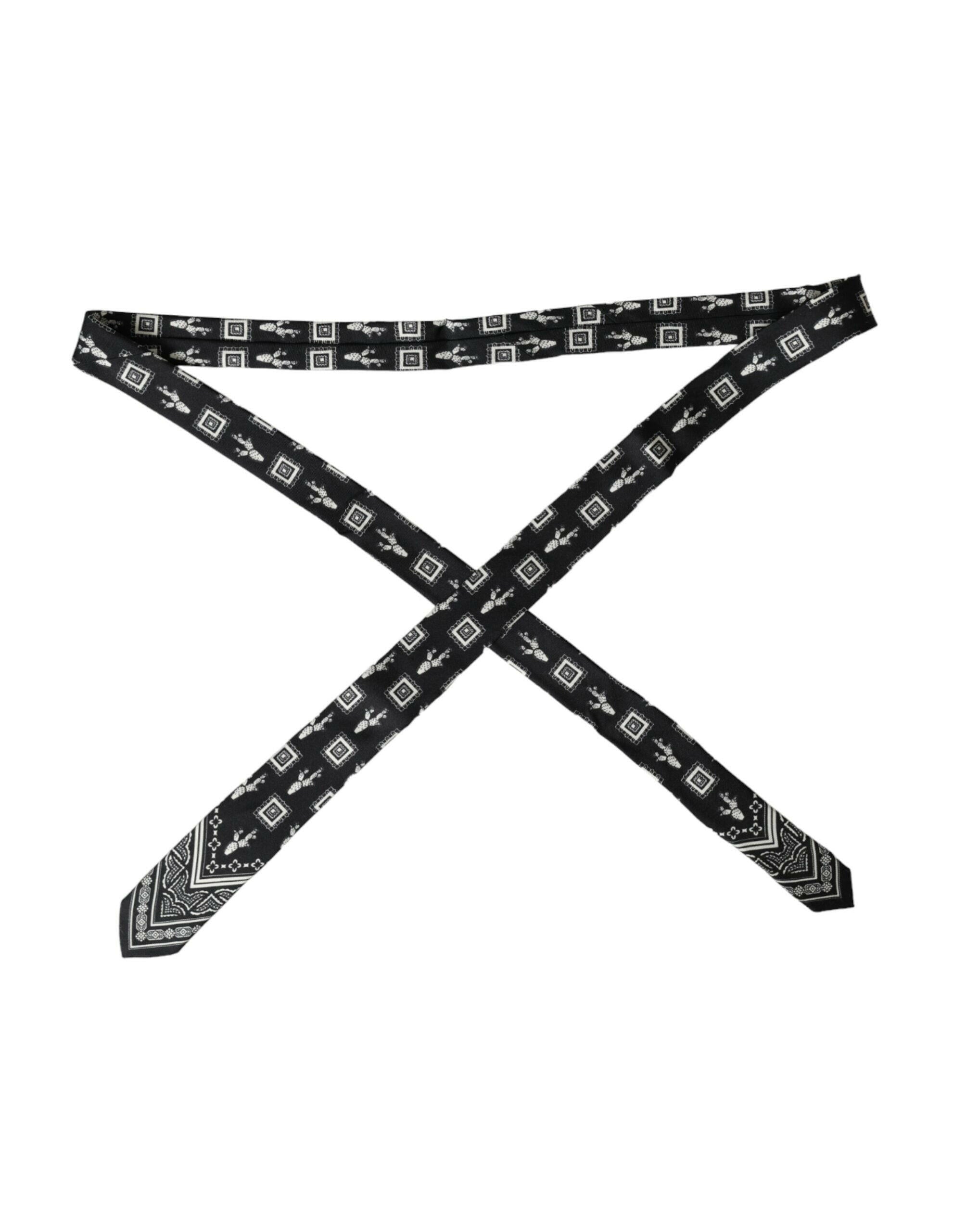 Dolce & Gabbana Black Patterned 100%Silk Adjustable Tie -  Neckties, Men -  Dolce & Gabbana.