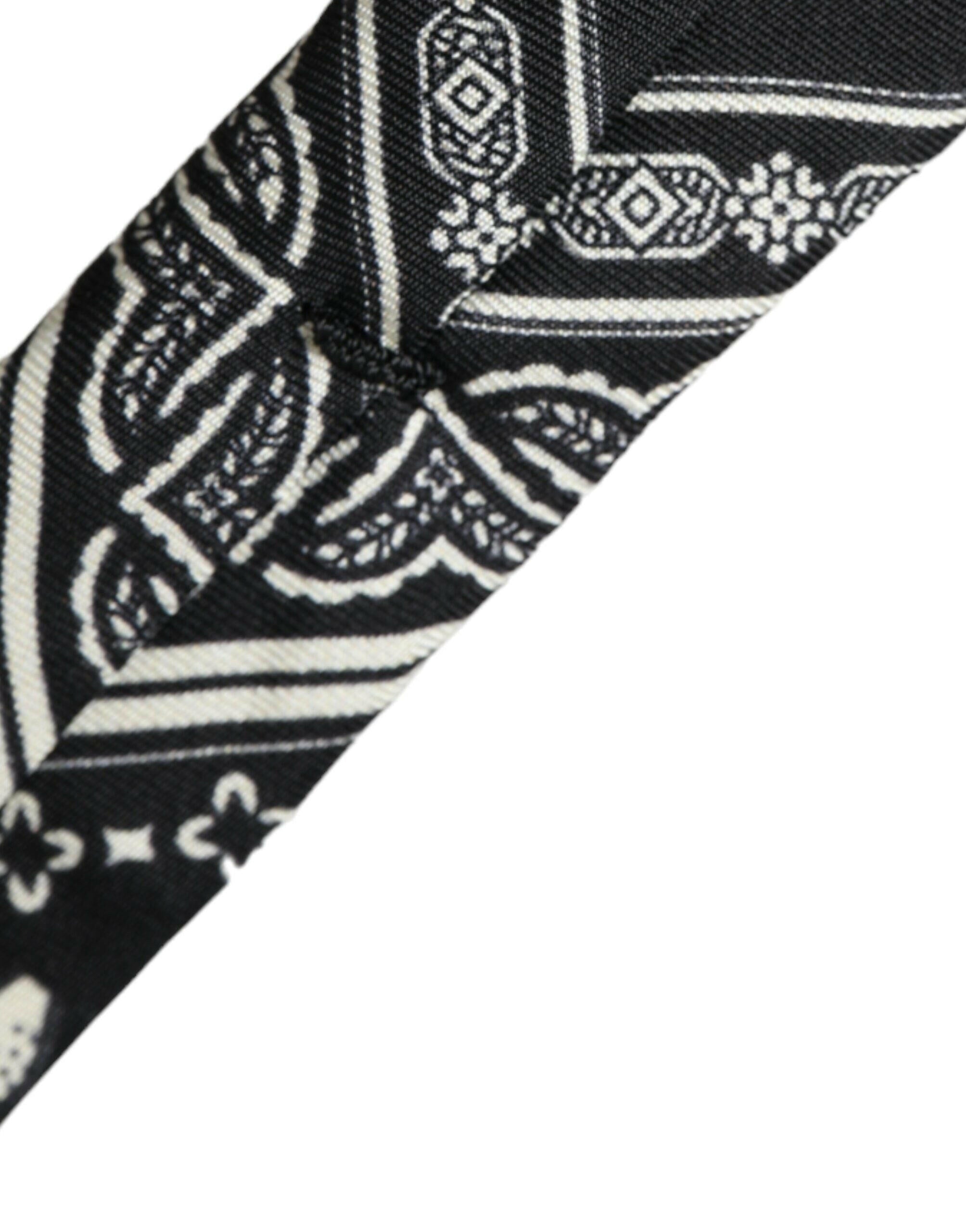 Dolce & Gabbana Black Patterned 100%Silk Adjustable Tie -  Neckties, Men -  Dolce & Gabbana.