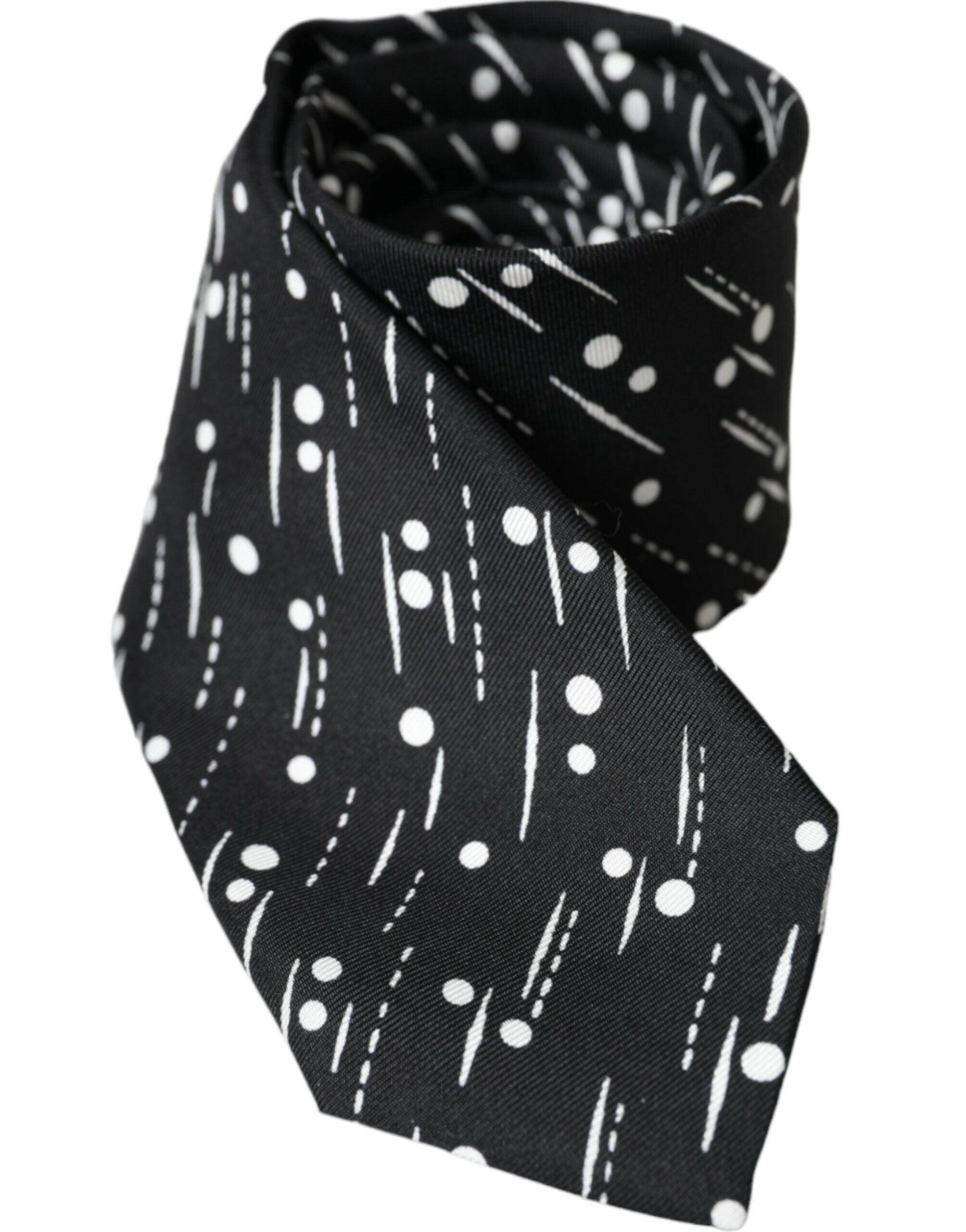 Dolce & Gabbana Black Dotted 100% Silk Adjustable Tie -  Neckties, Men -  Dolce & Gabbana.