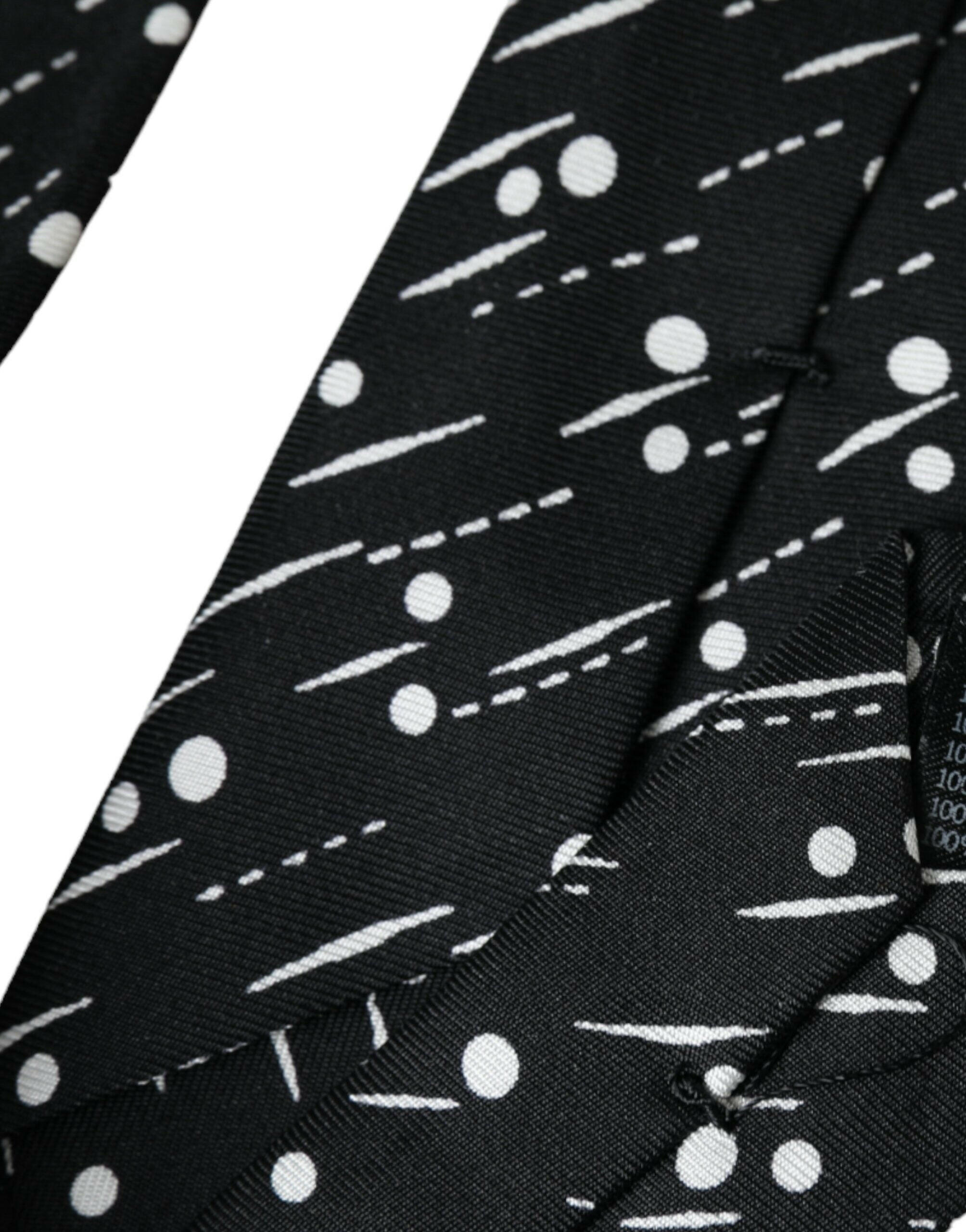 Dolce & Gabbana Black Dotted 100% Silk Adjustable Tie -  Neckties, Men -  Dolce & Gabbana.