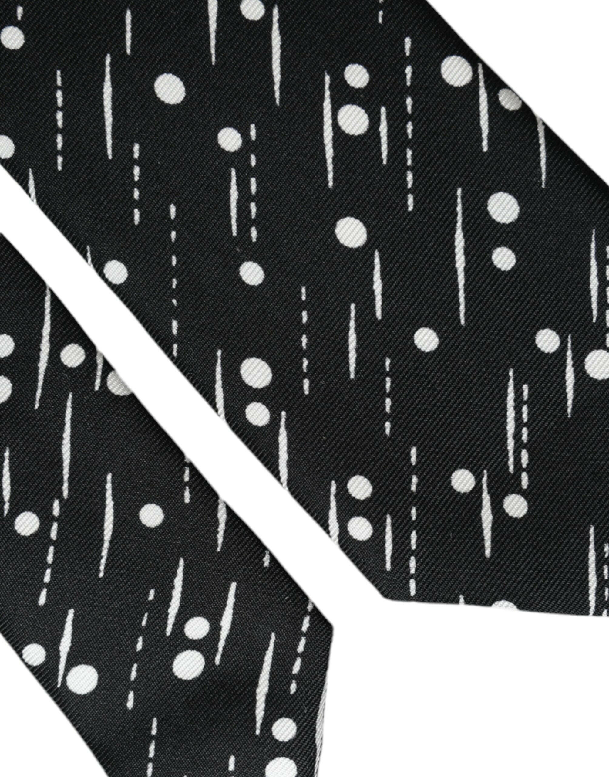Dolce & Gabbana Black Dotted 100% Silk Adjustable Tie -  Neckties, Men -  Dolce & Gabbana.