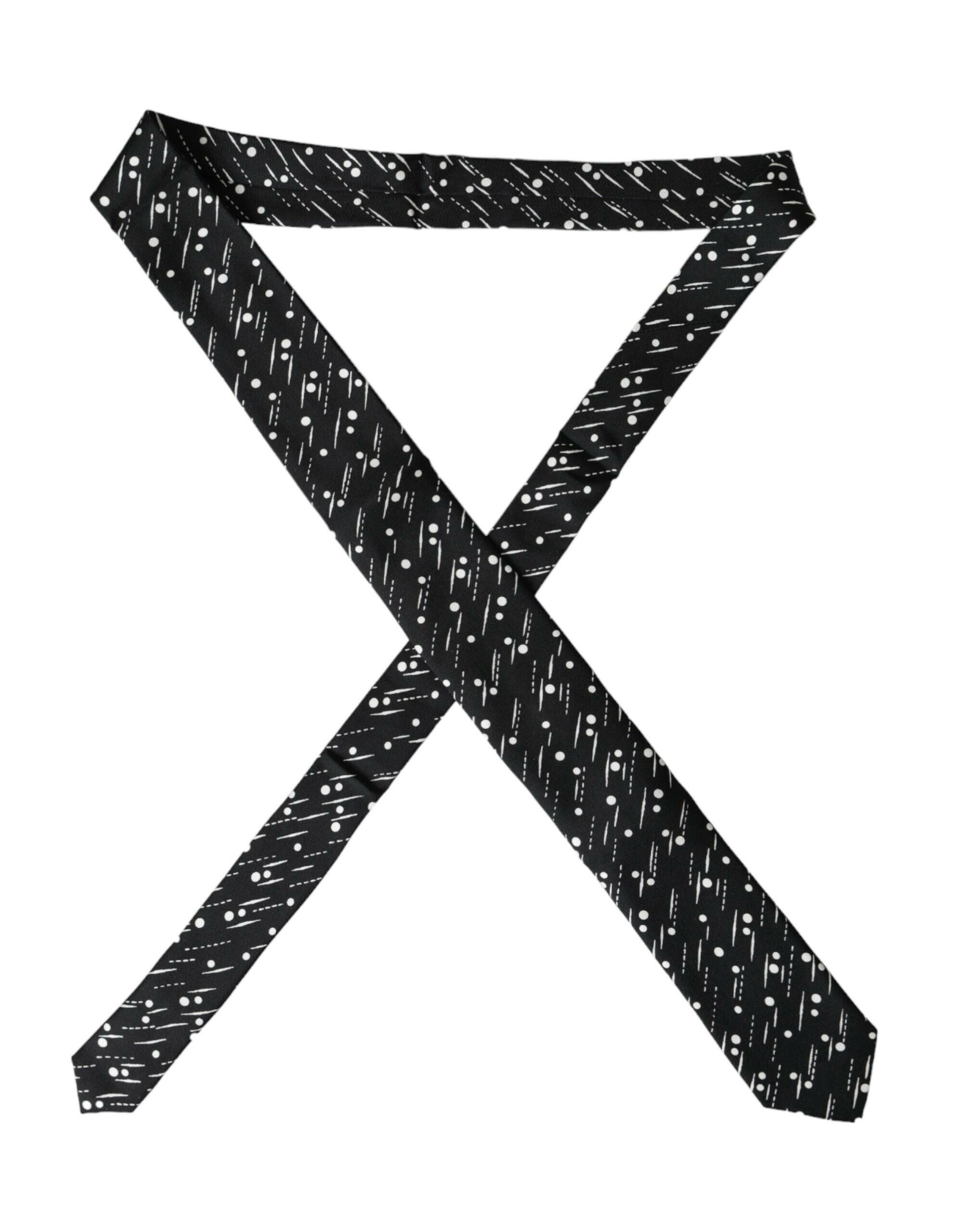 Dolce & Gabbana Black Dotted 100% Silk Adjustable Tie -  Neckties, Men -  Dolce & Gabbana.