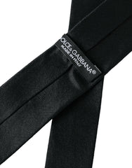 Dolce & Gabbana Black Solid 100% Silk Adjustable Tie -  Neckties, Men -  Dolce & Gabbana.