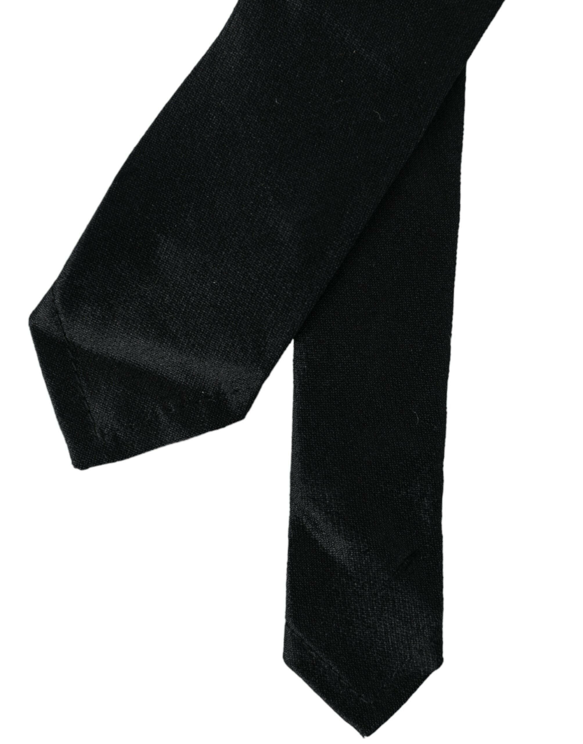 Dolce & Gabbana Black Solid 100% Silk Adjustable Tie -  Neckties, Men -  Dolce & Gabbana.