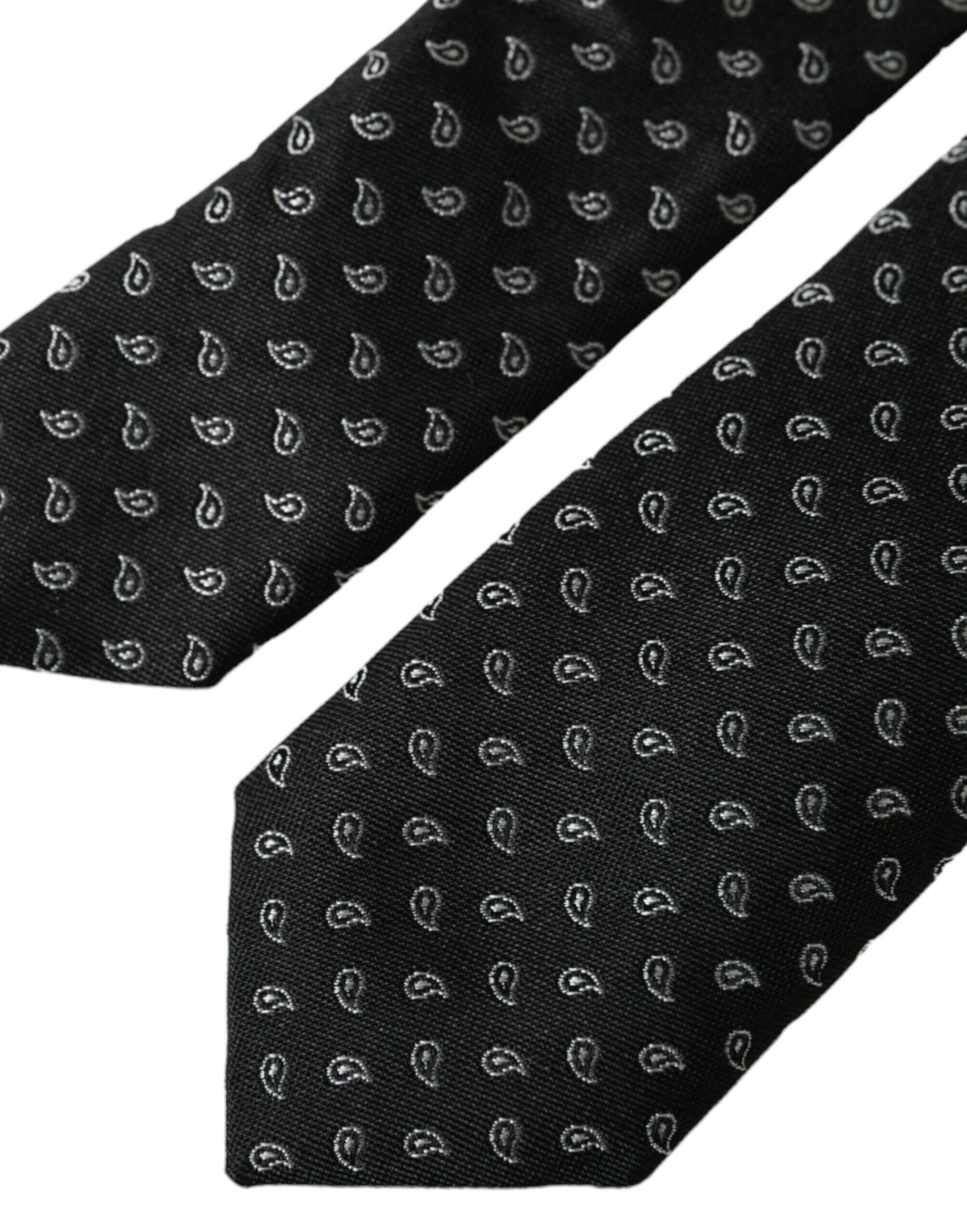 Dolce & Gabbana Black Jacquard Patterned Silk Adjustable Men Tie -  Neckties, Men -  Dolce & Gabbana.