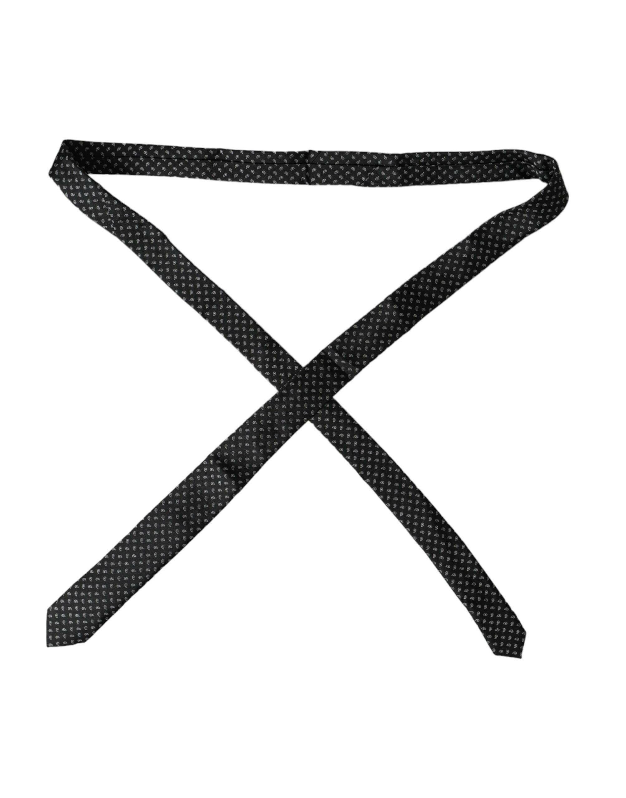Dolce & Gabbana Black Jacquard Patterned Silk Adjustable Men Tie -  Neckties, Men -  Dolce & Gabbana.