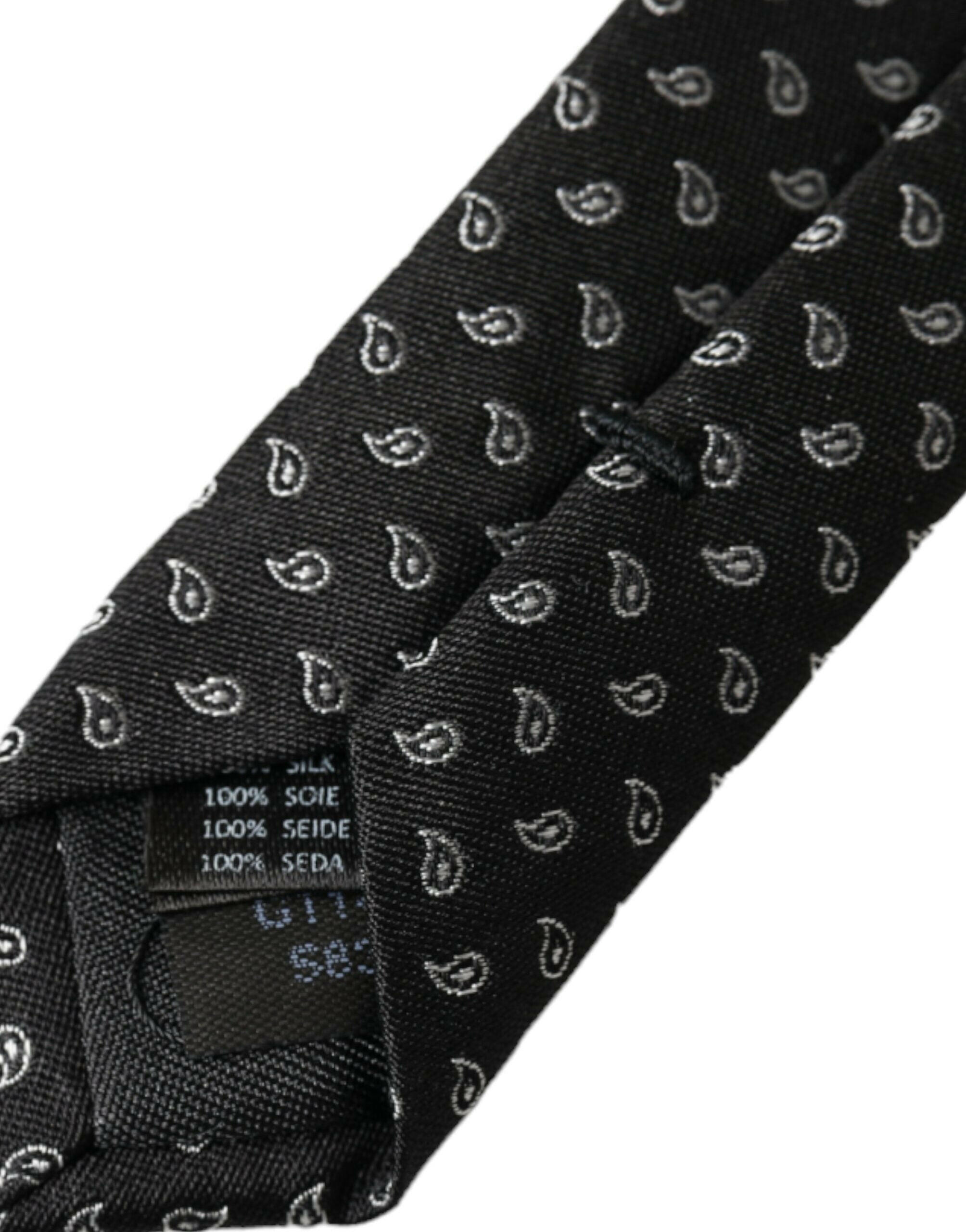 Dolce & Gabbana Black Jacquard Patterned Silk Adjustable Men Tie -  Neckties, Men -  Dolce & Gabbana.
