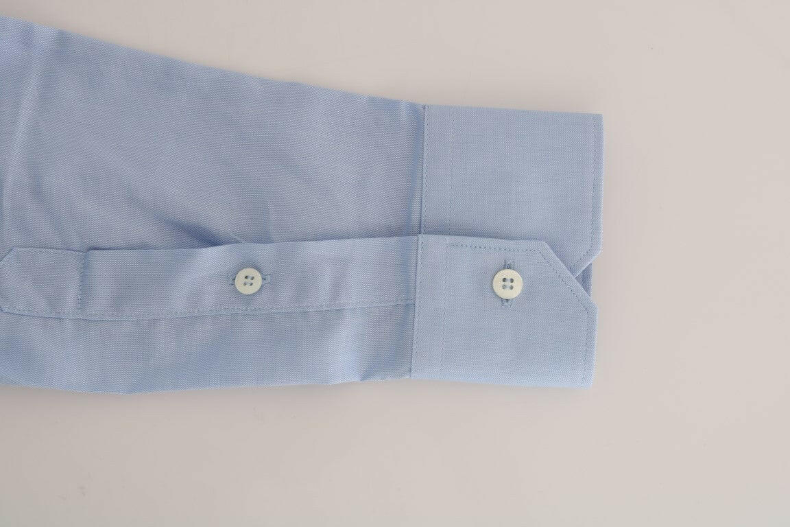 Cavalli Light Blue Cotton Slim Fit Dress Shirt -   -  Cavalli.