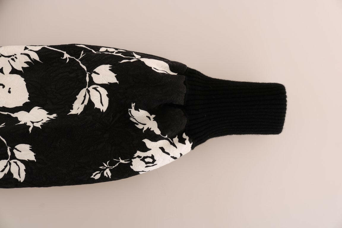 Dolce & Gabbana Black Fur Floral Brocade Zipper Sweater -   -  Dolce & Gabbana.
