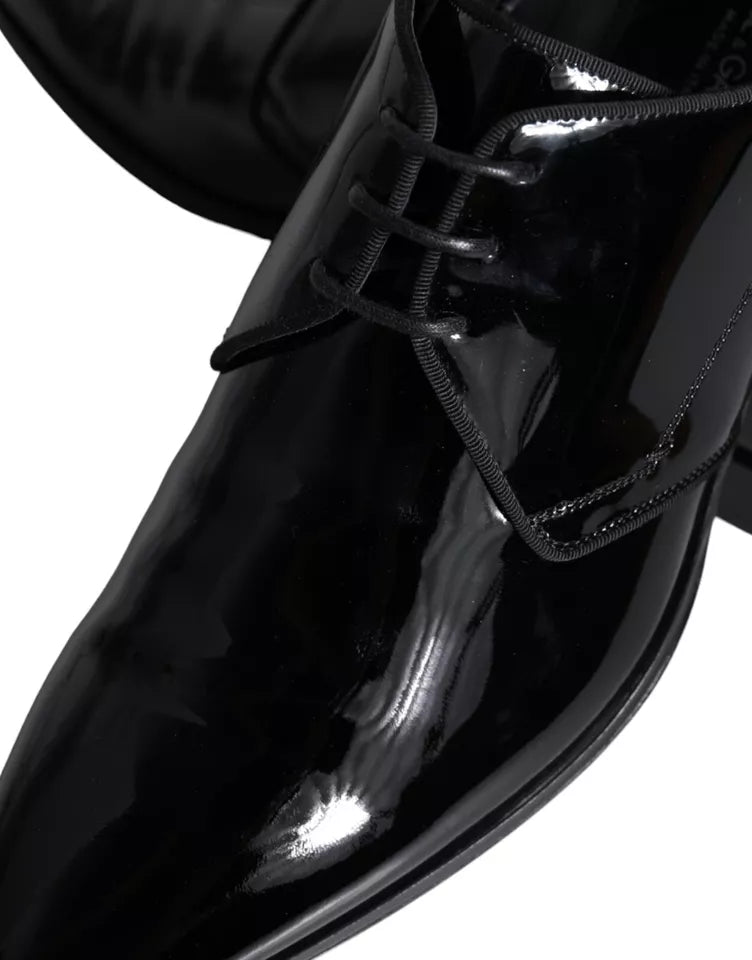 Dolce & Gabbana Black Calfskin Leather Derby Men Dress Shoes -   -  Dolce & Gabbana.