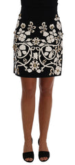Dolce & Gabbana Black Crystal Floral Pencil Skirt -   -  Dolce & Gabbana.