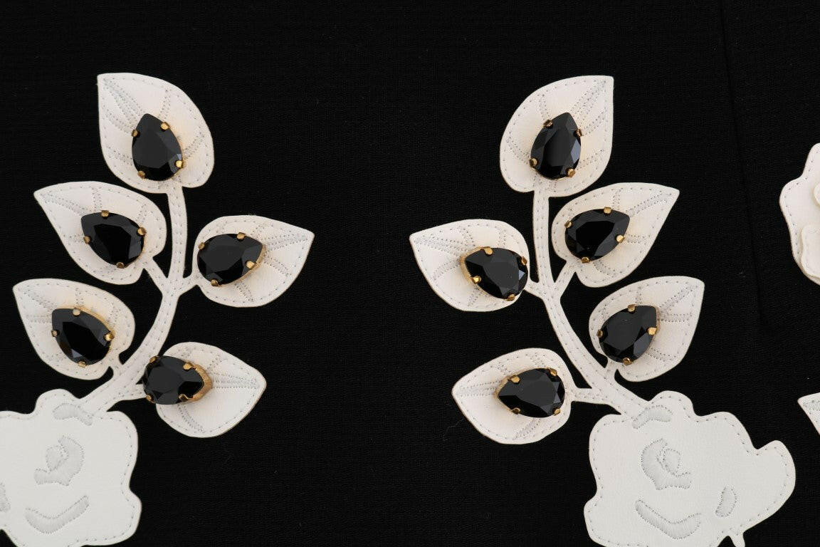 Dolce & Gabbana Black Crystal Floral Pencil Skirt -   -  Dolce & Gabbana.