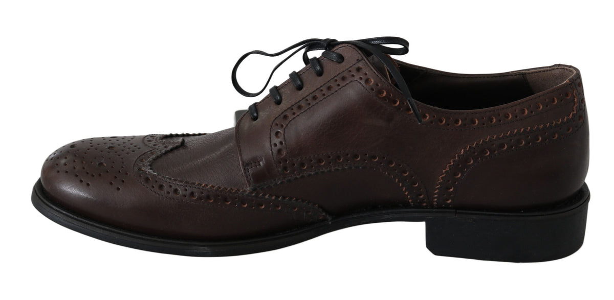 Dolce & Gabbana Brown Leather Brogue Derby Dress Shoes -   -  Dolce & Gabbana.