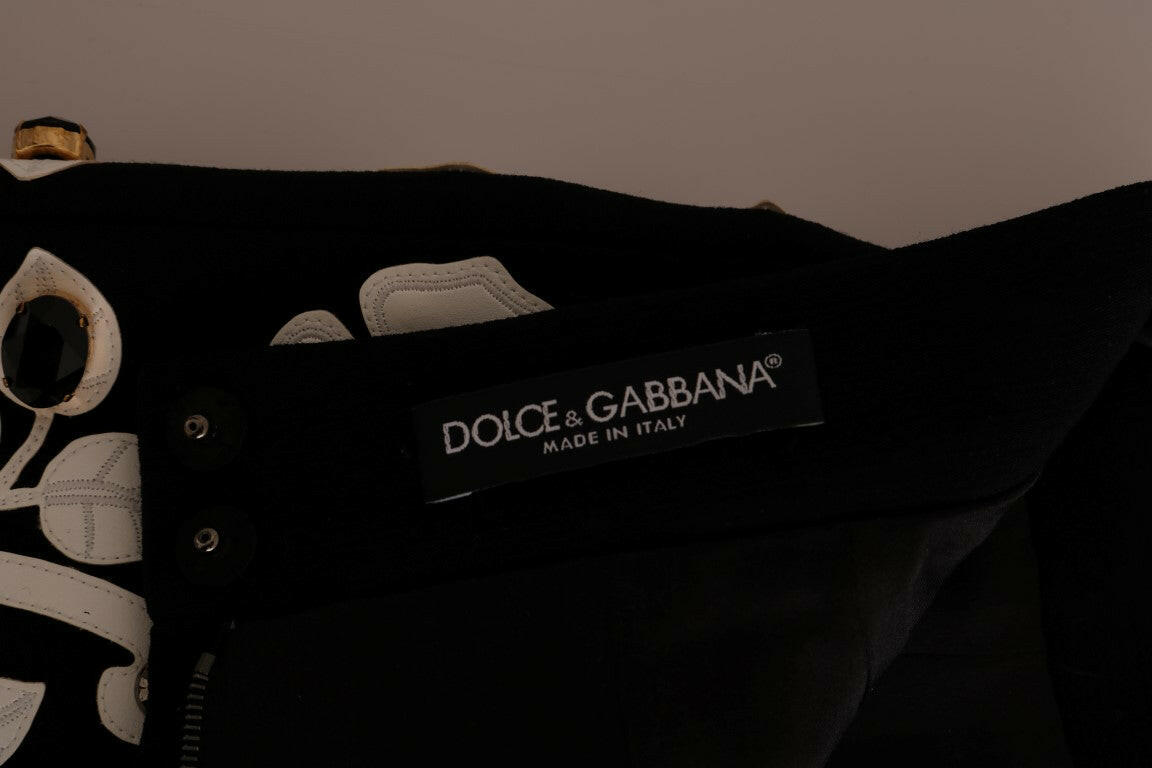 Dolce & Gabbana Black Crystal Floral Pencil Skirt -   -  Dolce & Gabbana.