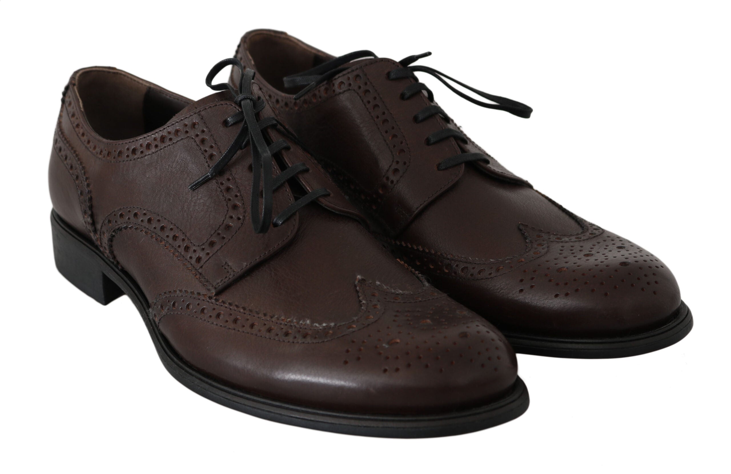 Dolce & Gabbana Brown Leather Brogue Derby Dress Shoes -   -  Dolce & Gabbana.