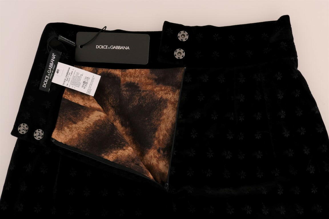 Dolce & Gabbana Dark Green Baroque Velvet Pencil Skirt -   -  Dolce & Gabbana.