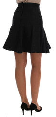 Dolce & Gabbana Black Floral Jacquard Silk A-Line Skirt -   -  Dolce & Gabbana.