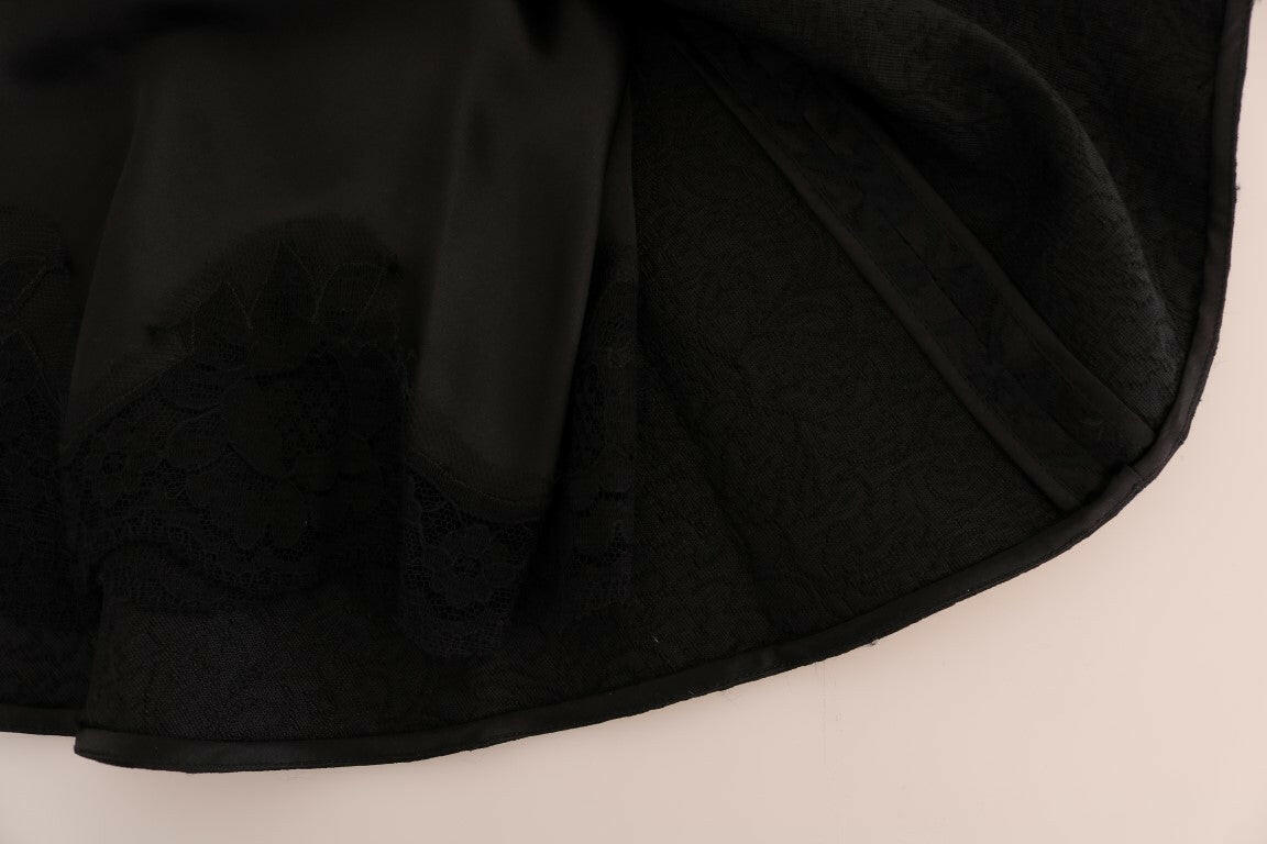 Dolce & Gabbana Black Floral Jacquard Silk A-Line Skirt -   -  Dolce & Gabbana.