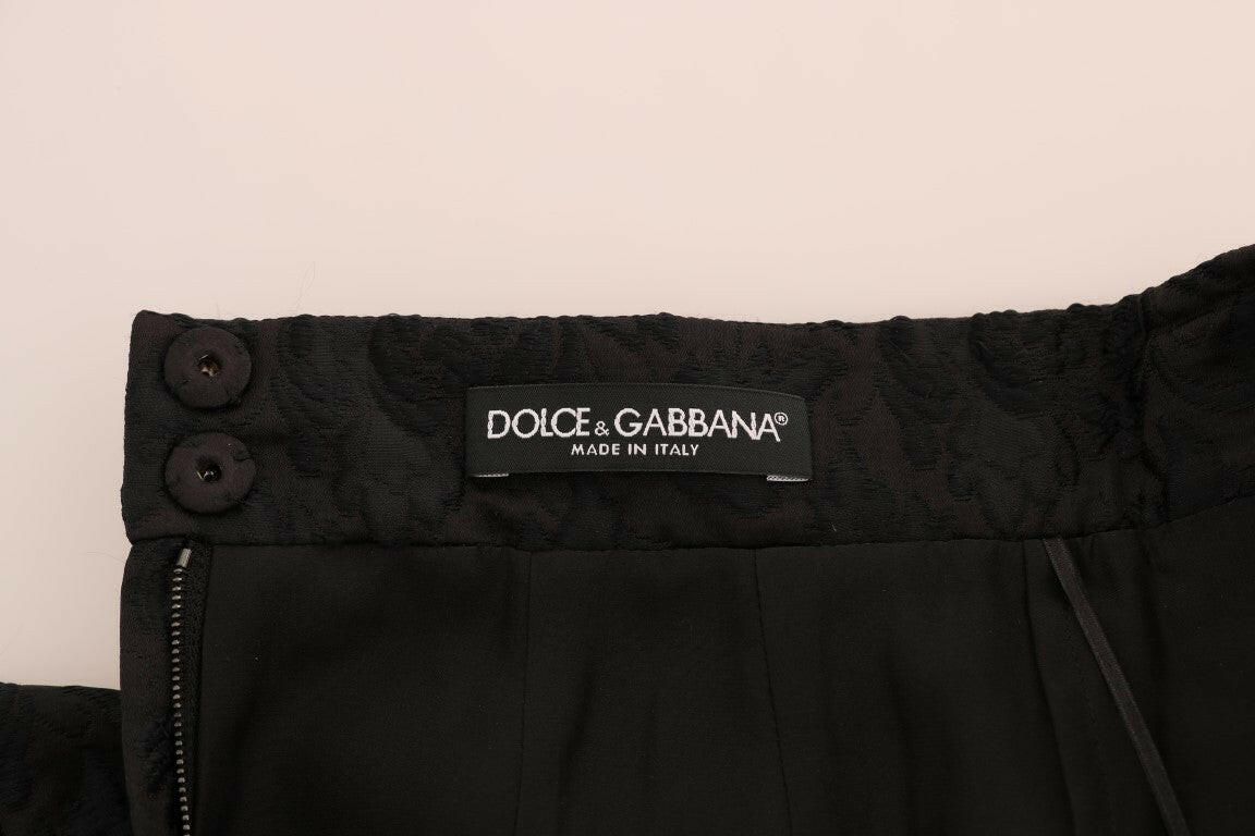 Dolce & Gabbana Black Floral Jacquard Silk A-Line Skirt -   -  Dolce & Gabbana.