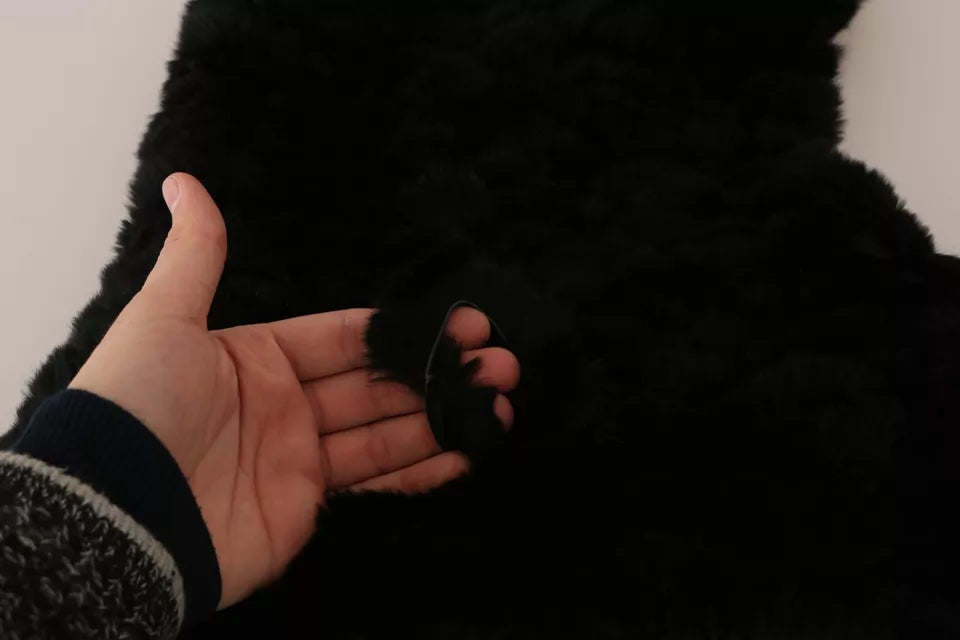 Dolce & Gabbana Black Silver Fox Fur Cashmere Hooded Scarf -   -  Dolce & Gabbana.