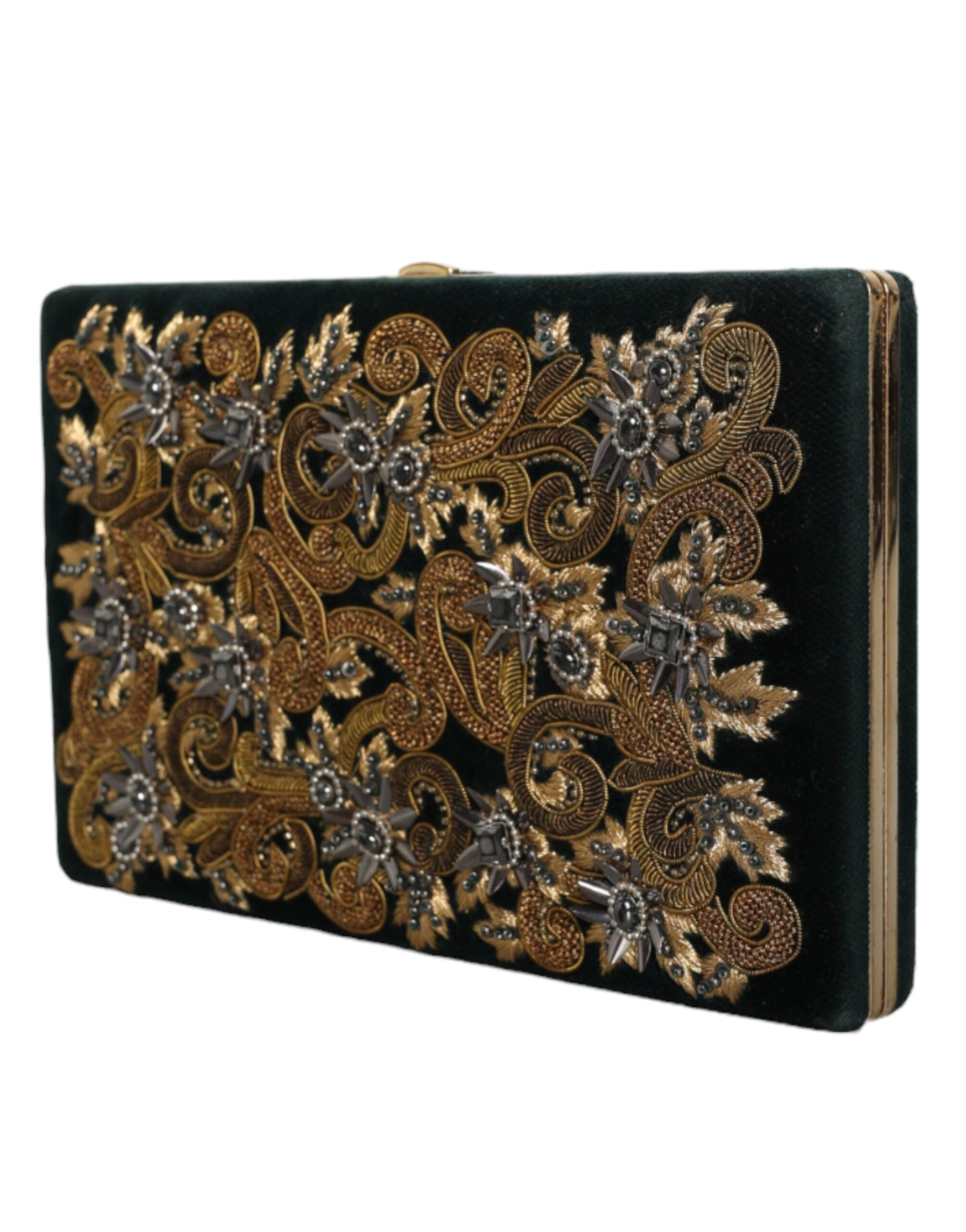 Dolce & Gabbana Black Velvet Gold Frame Clutch Evening Party Purse Bag -  Luxury Clutch Bag for Women -  Dolce & Gabbana.
