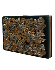 Dolce & Gabbana Black Velvet Gold Frame Clutch Evening Party Purse Bag -  Luxury Clutch Bag for Women -  Dolce & Gabbana.