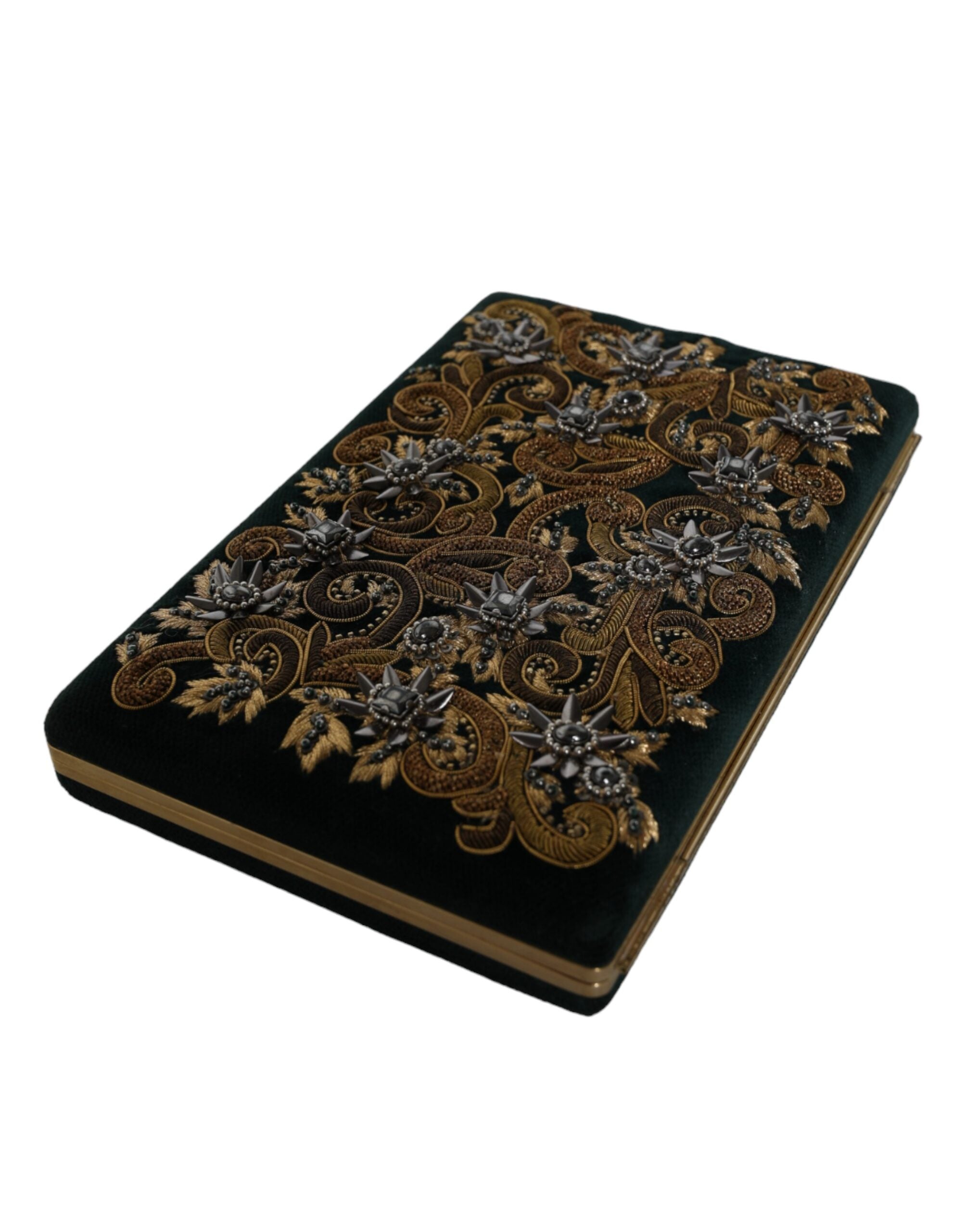 Dolce & Gabbana Black Velvet Gold Frame Clutch Evening Party Purse Bag -  Luxury Clutch Bag for Women -  Dolce & Gabbana.