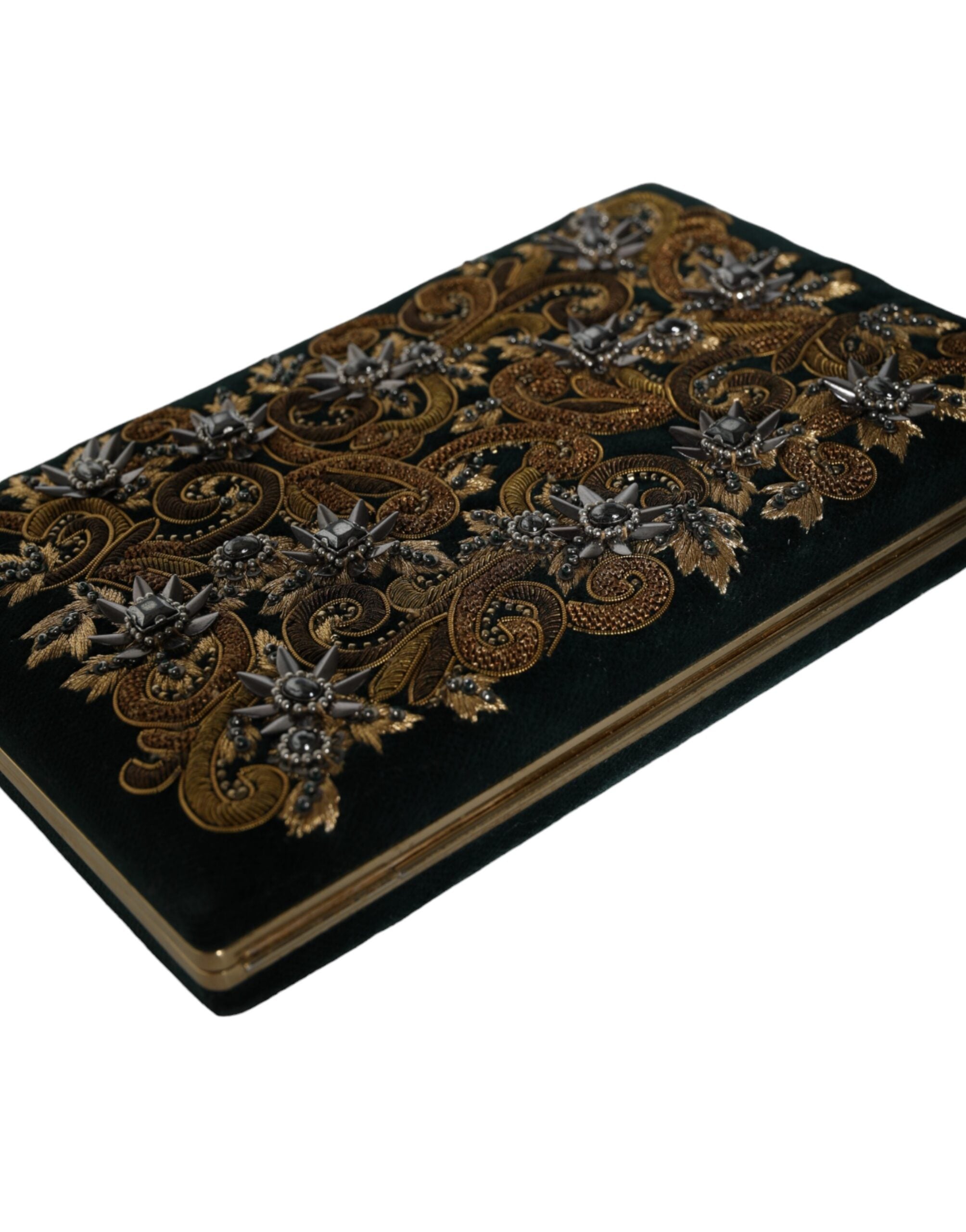 Dolce & Gabbana Black Velvet Gold Frame Clutch Evening Party Purse Bag -  Luxury Clutch Bag for Women -  Dolce & Gabbana.