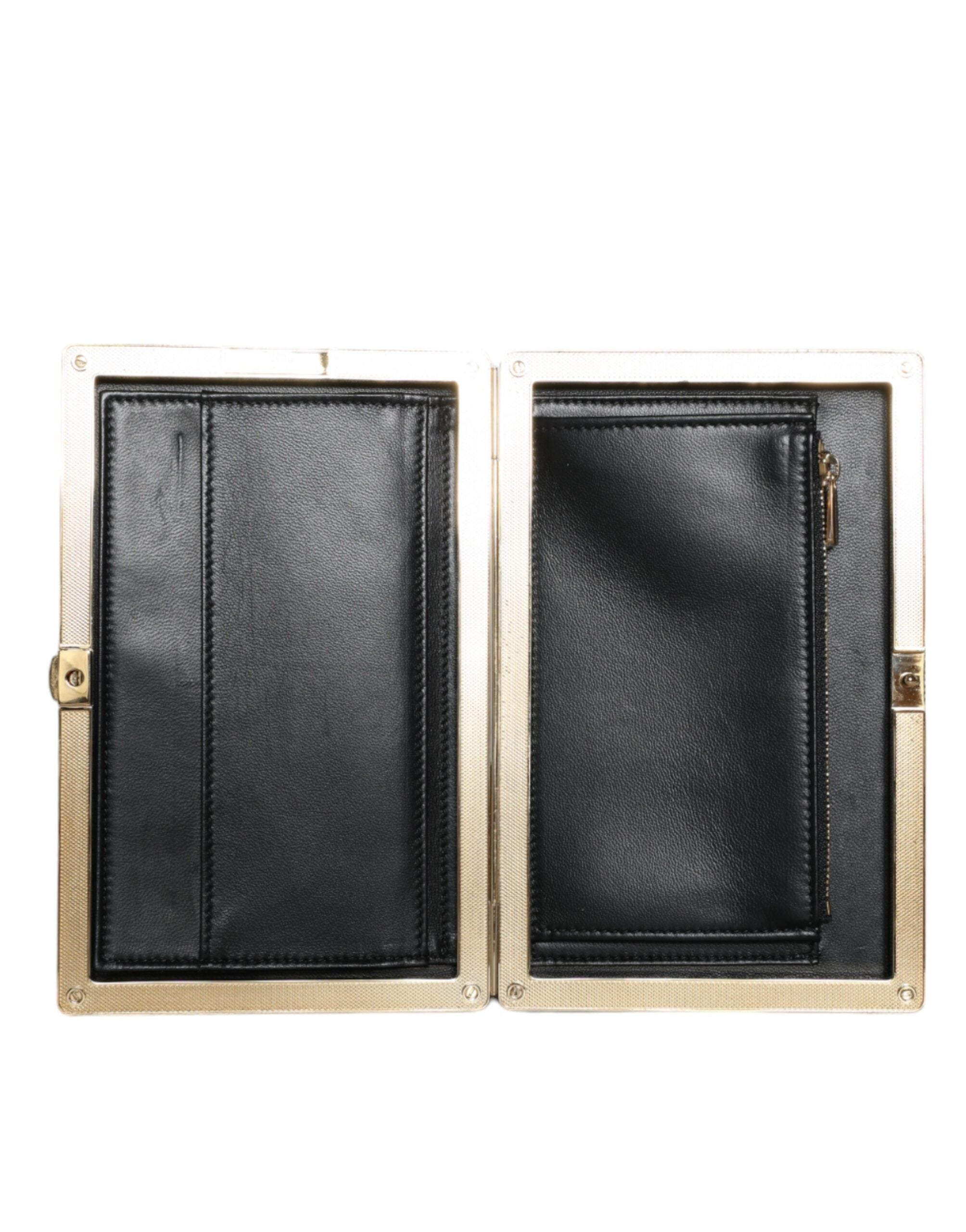 Dolce & Gabbana Black Velvet Gold Frame Clutch Evening Party Purse Bag -  Luxury Clutch Bag for Women -  Dolce & Gabbana.