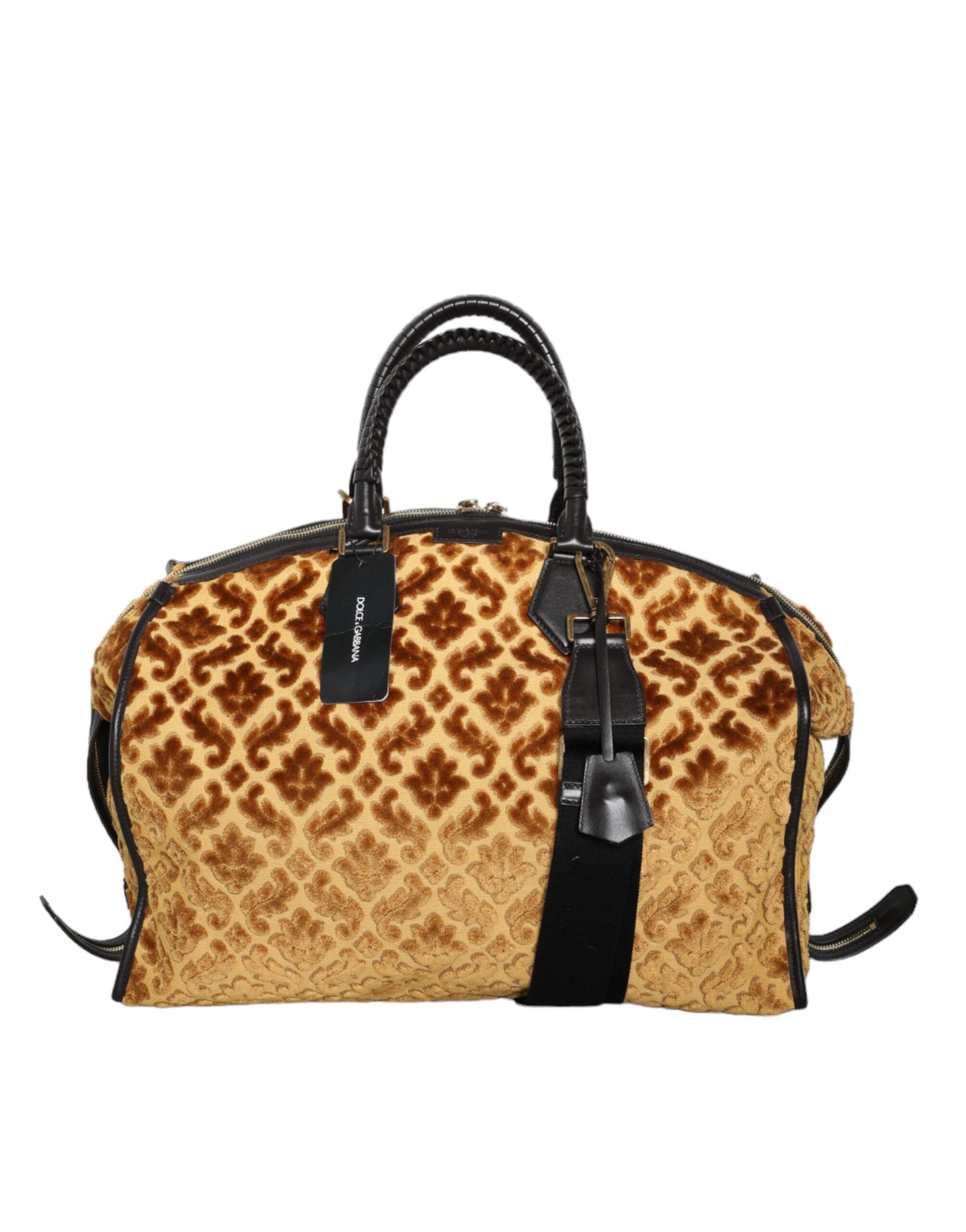 Dolce & Gabbana Beige Velvet Top Handle Shoulder Duffle Women Bag -  Luxury Shoulder Bag for Women -  Dolce & Gabbana.