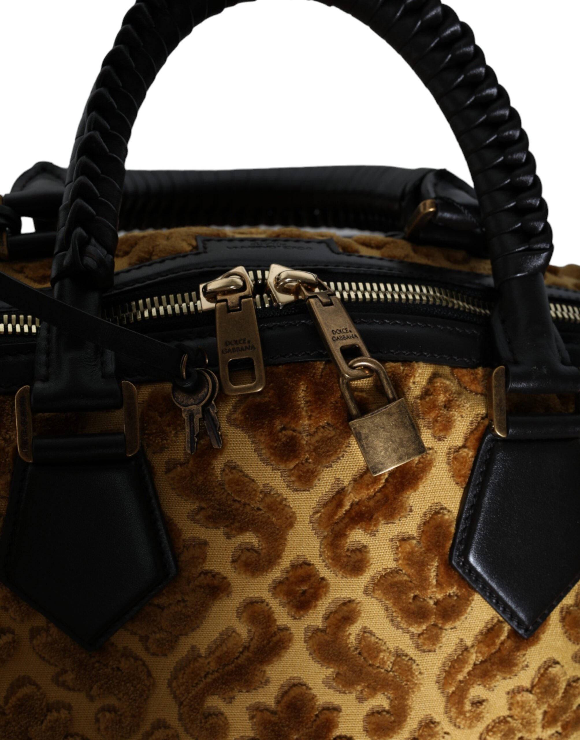Dolce & Gabbana Beige Velvet Top Handle Shoulder Duffle Women Bag -  Luxury Shoulder Bag for Women -  Dolce & Gabbana.