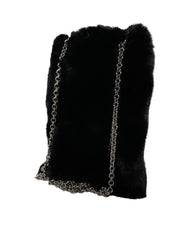 Dolce & Gabbana Black Faux Fur Silver Chain Crossbody Shoulder Purse Bag -  Luxury Cross Body Bag for Women -  Dolce & Gabbana.