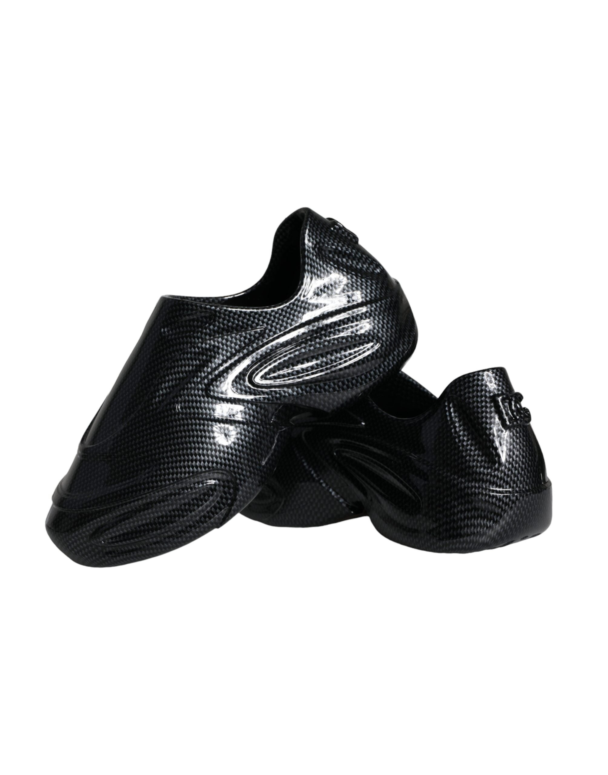 Dolce & Gabbana Black Foiled Rubber Toy Low Top Men Sneakers Shoes -   -  Dolce & Gabbana.