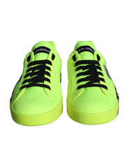 Dolce & Gabbana Neon Green Logo Tape Low Top Sneakers Shoes -   -  Dolce & Gabbana.